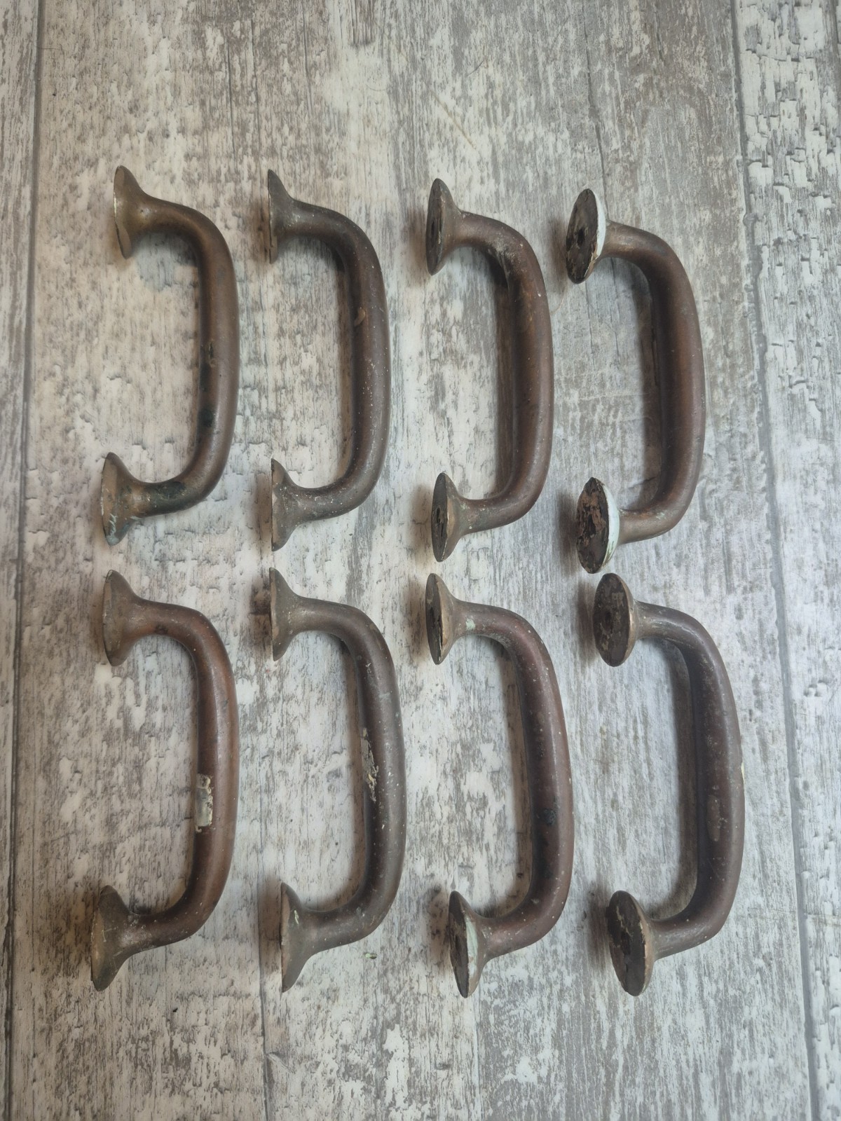 8 Antique Solid Brass Drawer Pulls Hardware Architectural Salvage 3″ Centers