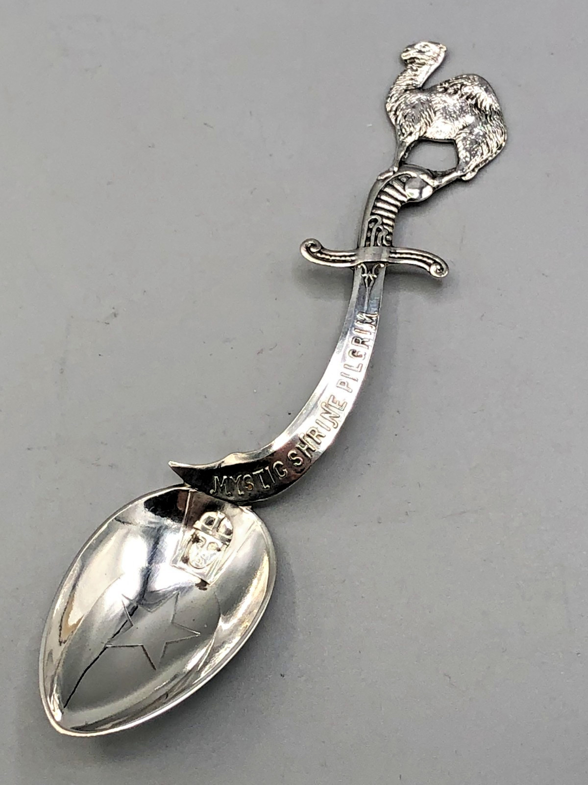 Mystic Shrine Pilgrim sterling silver Souvenir Spoon 4.25″
