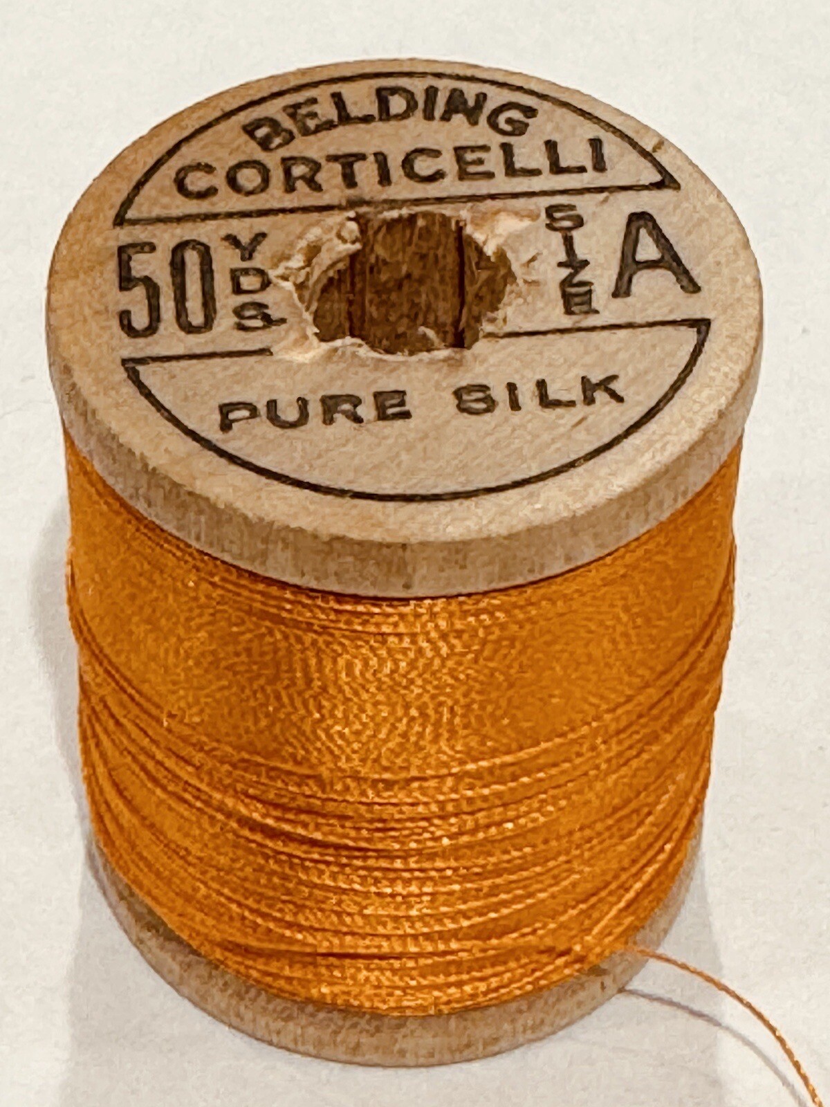 VTG Silk Thread BELDING CORTICELLI Bright Orange Fly Fishing Tying Sewing 3155 B