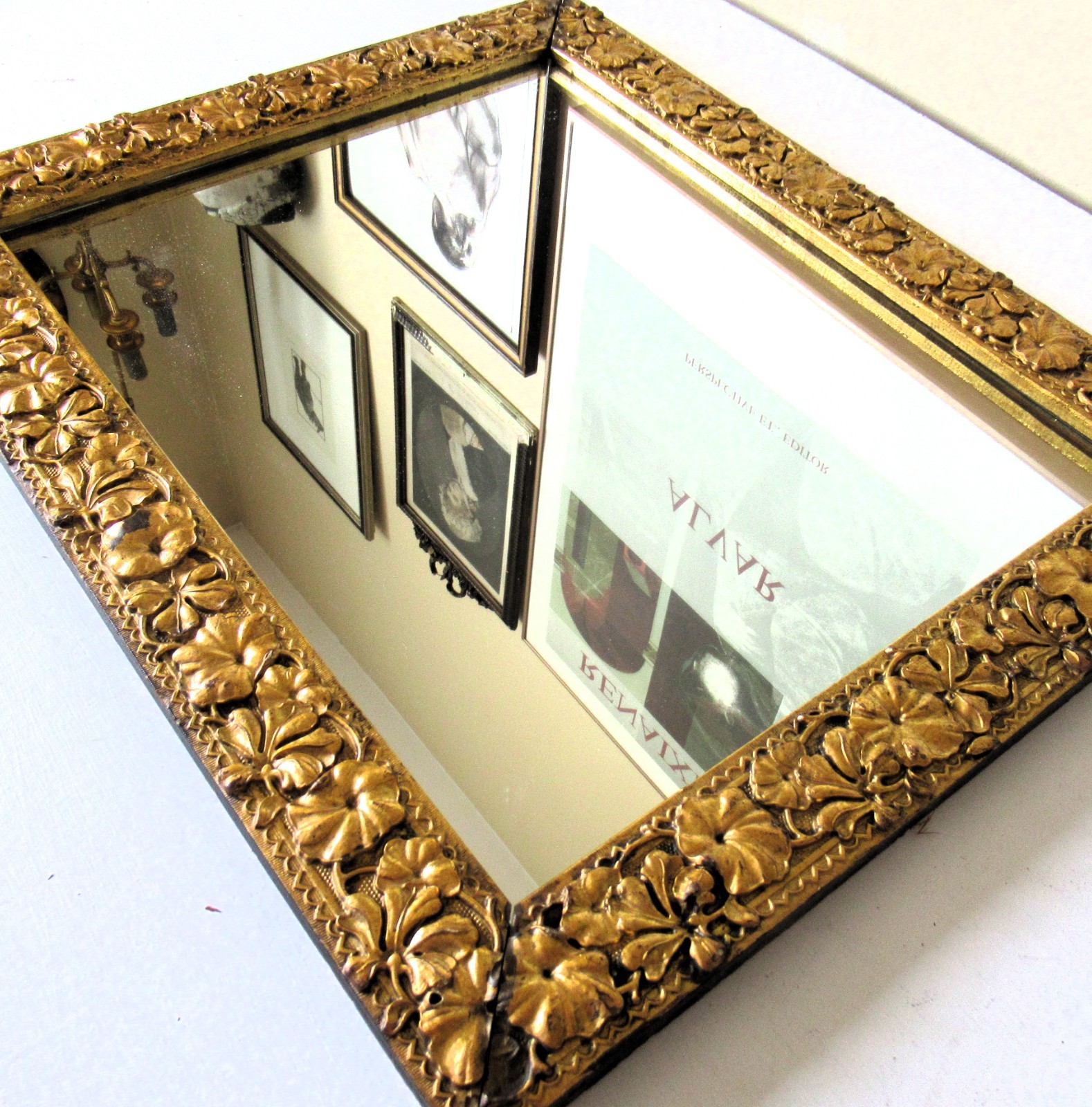 Antique Ornate Gold Wall Mirror: Shabby Chic Country Victorian Decor