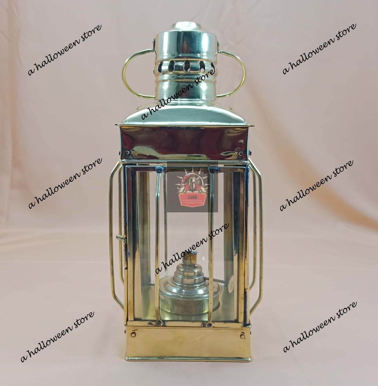 Brass Square Anchor Oil Lamp Nautical 11″ Ship Boat Light Lantern Maritime Gift