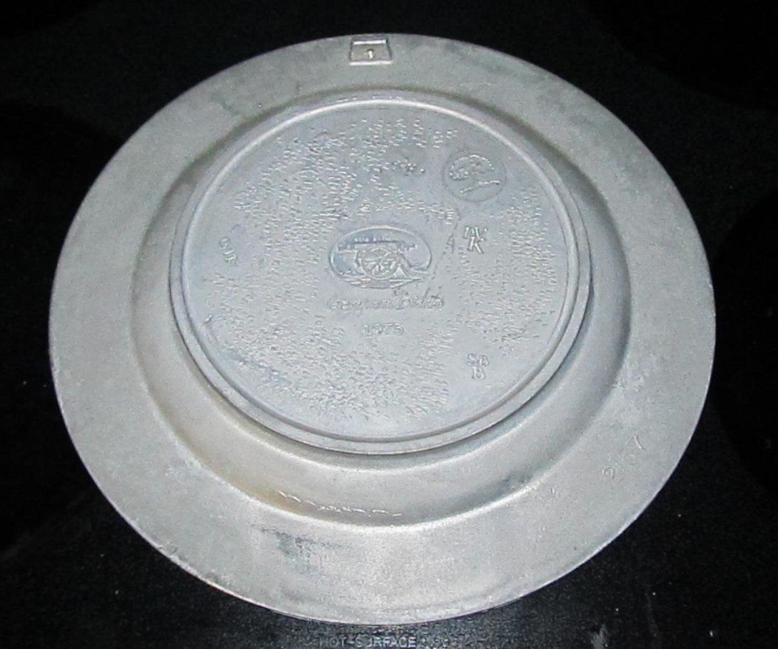 American Revolution Pewter & Ceramic Plate Office Library Home Decor Betsy Ross