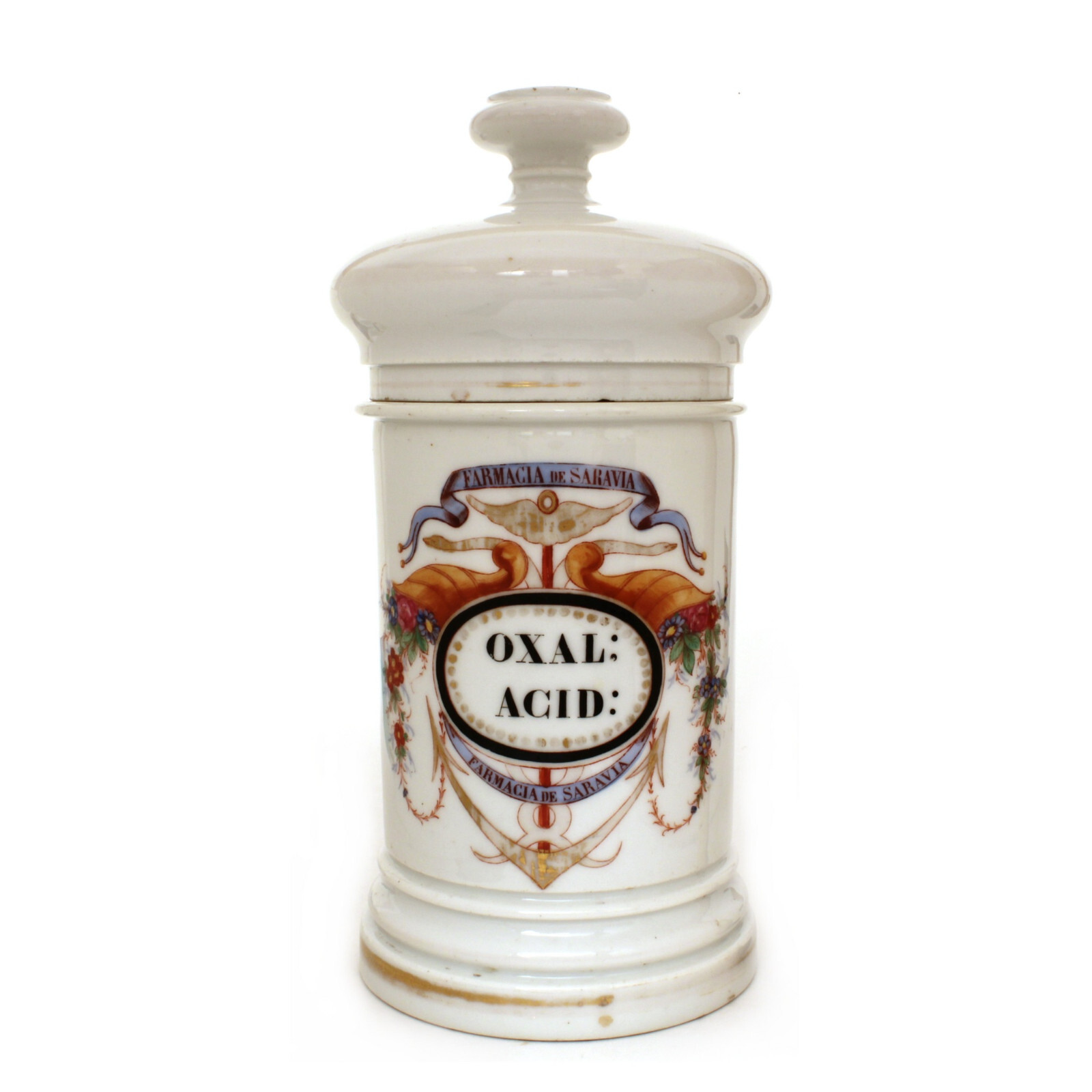 c1860 Old Paris Apothecary Jar by A Collin for Farmacia de Saravia of Mexico