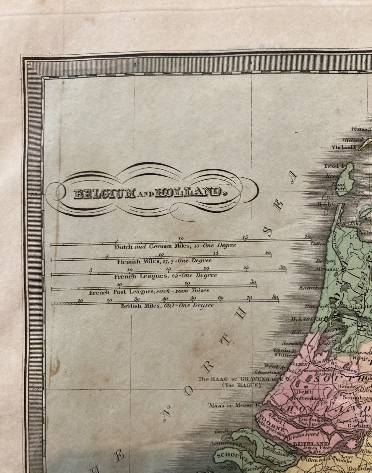DAVID BURR-Original Hand Colored Map-1831-BELGIUM and HOLLAND-Illman & Pilbrow