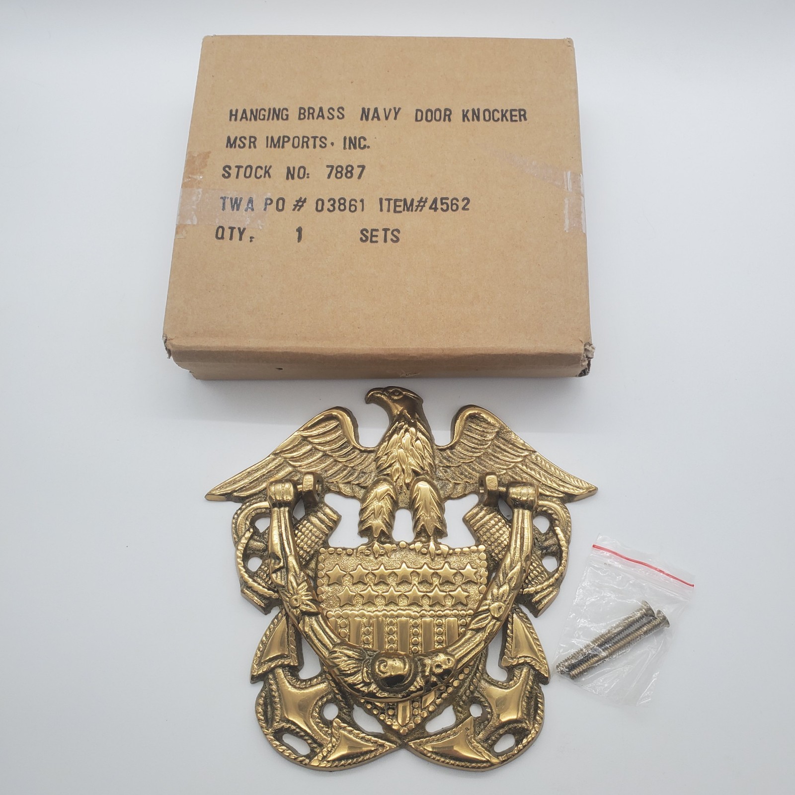 Hanging Brass Navy Door Knocker Anchors Military USA Patriot Eagle Chief Officer