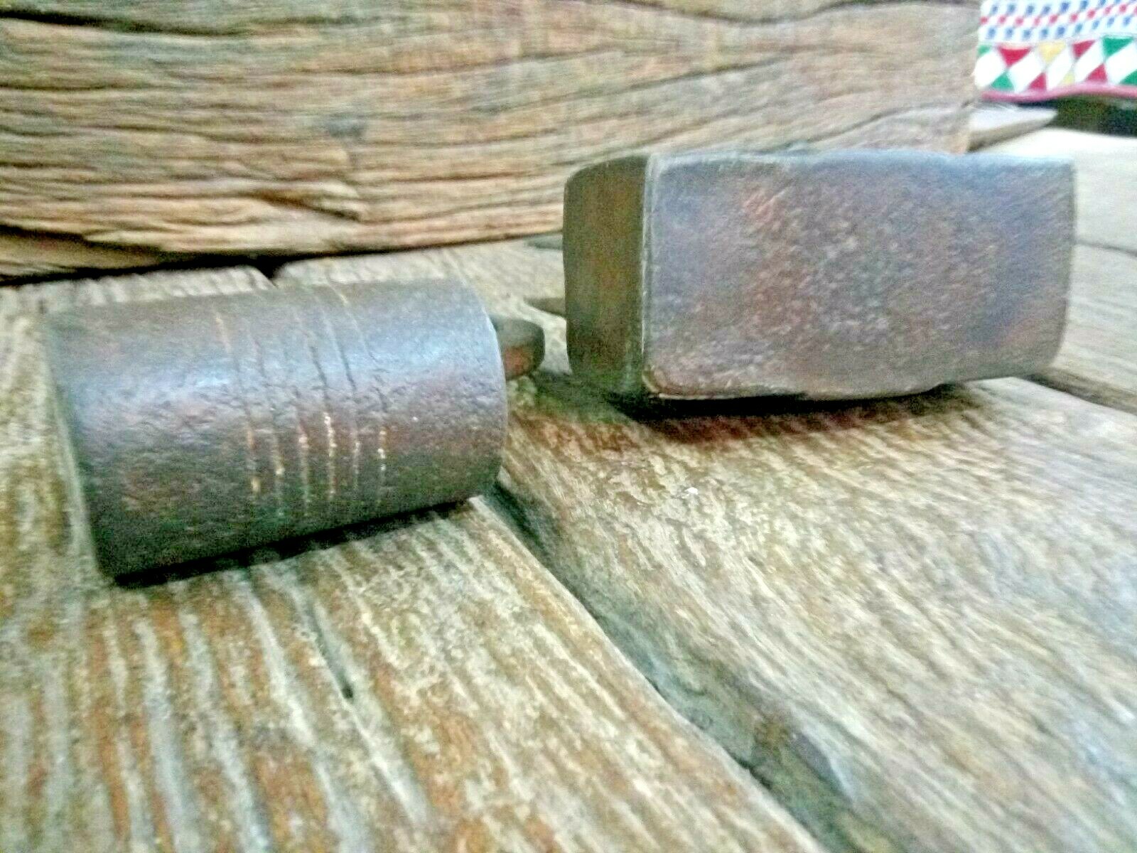 OLD VINTAGE IRON LOCK COVER REPLACEMENT TABLE CANDLE STAND 2 PIES