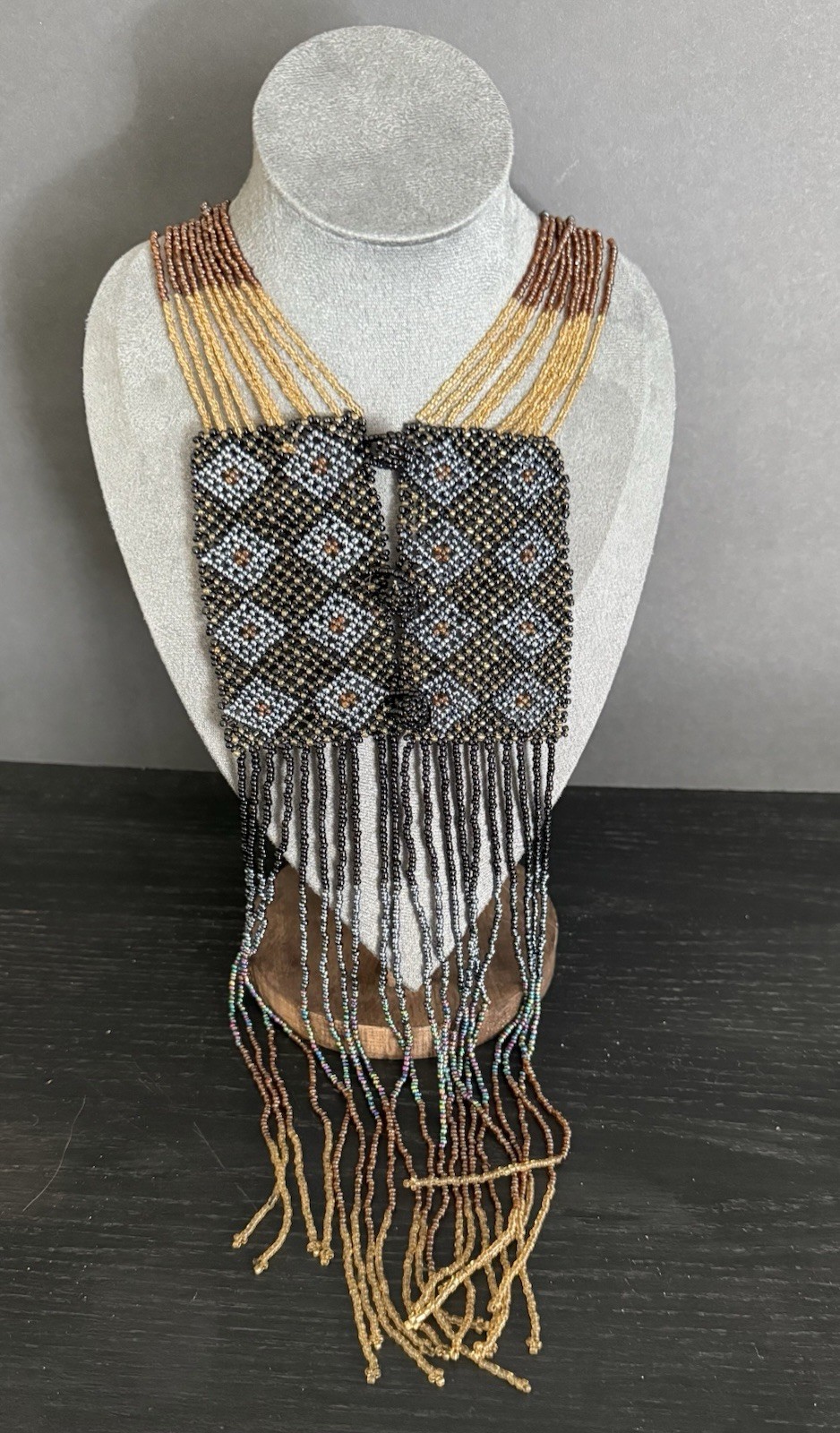 Zulu Beaded Scarf Necklace South Africa 26”/65cm long Multicolor glass beading