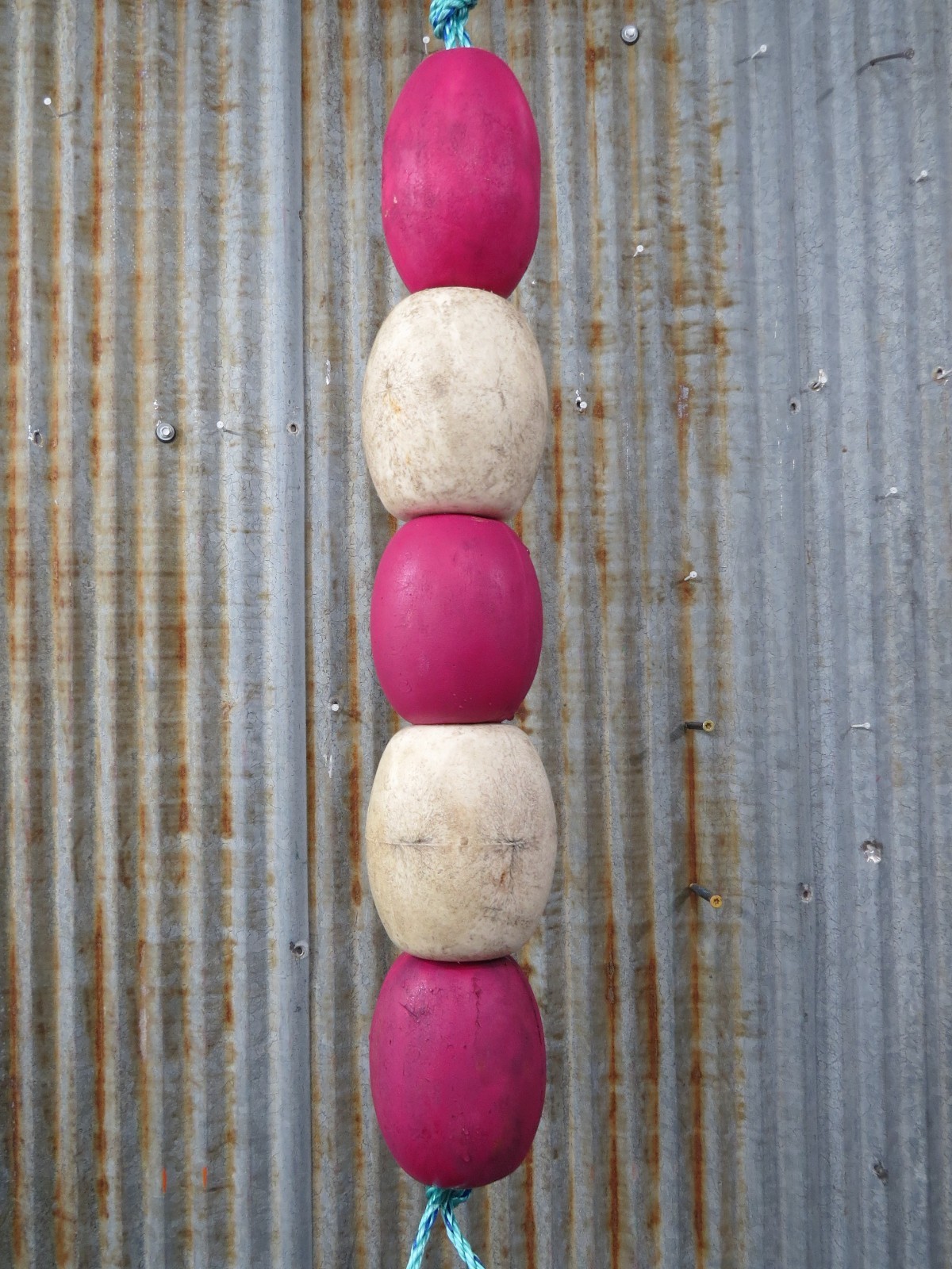 5 Old Fish Net Floats 24 Inches Long Fishing Buoys Bouys Tiki Hut Bar -(SF85)