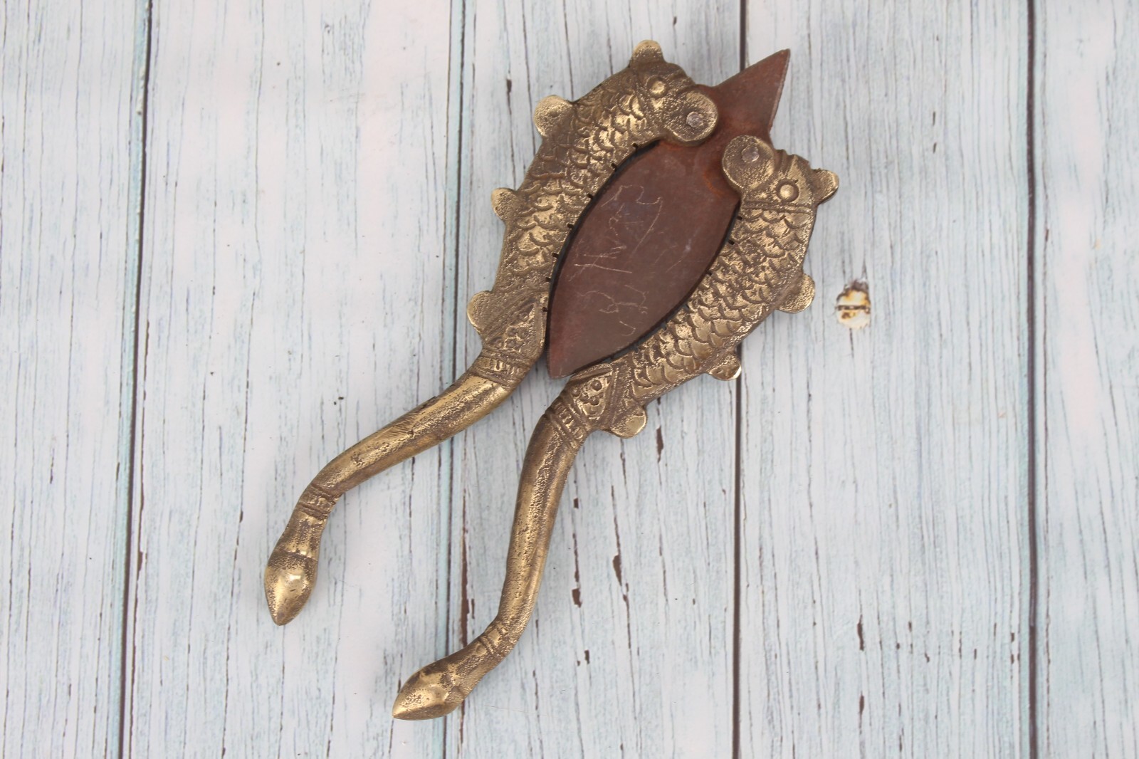 Antique Brass Fish Nutcracker – Unique Indian Collectible, Home Decor Accent