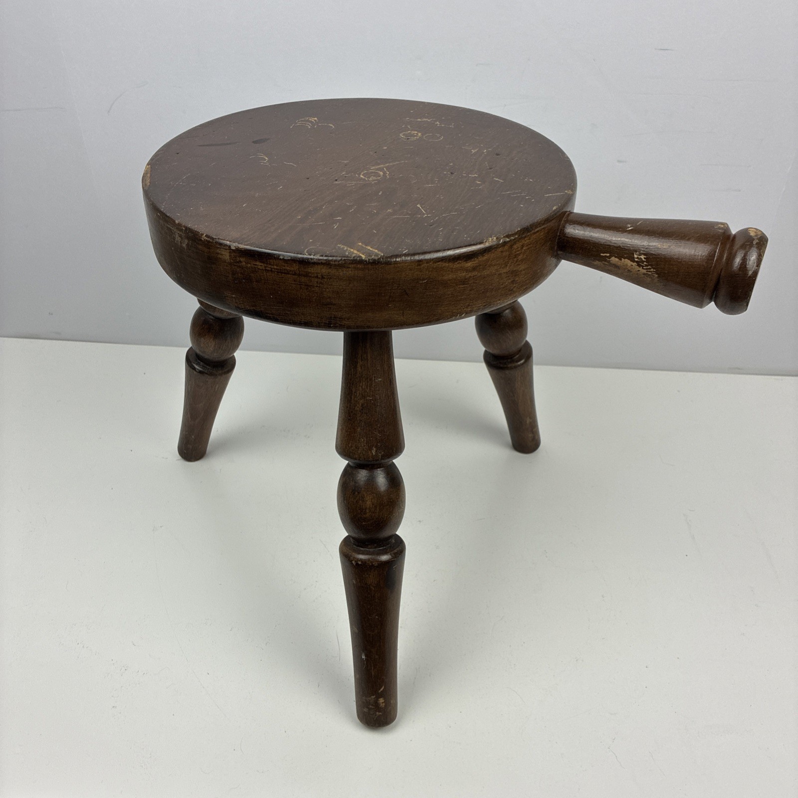 Vintage Milking Stool 3 Legs w/Handle wooden furniture stool chair plant stand