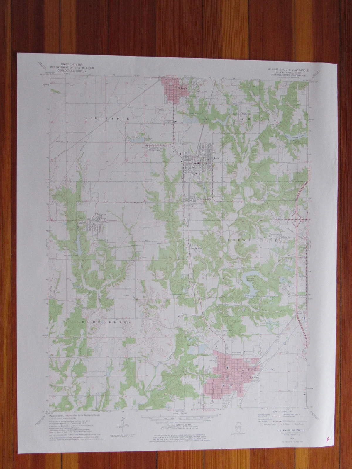 Gillespie South Illinois 1977 Original Vintage USGS Topo Map