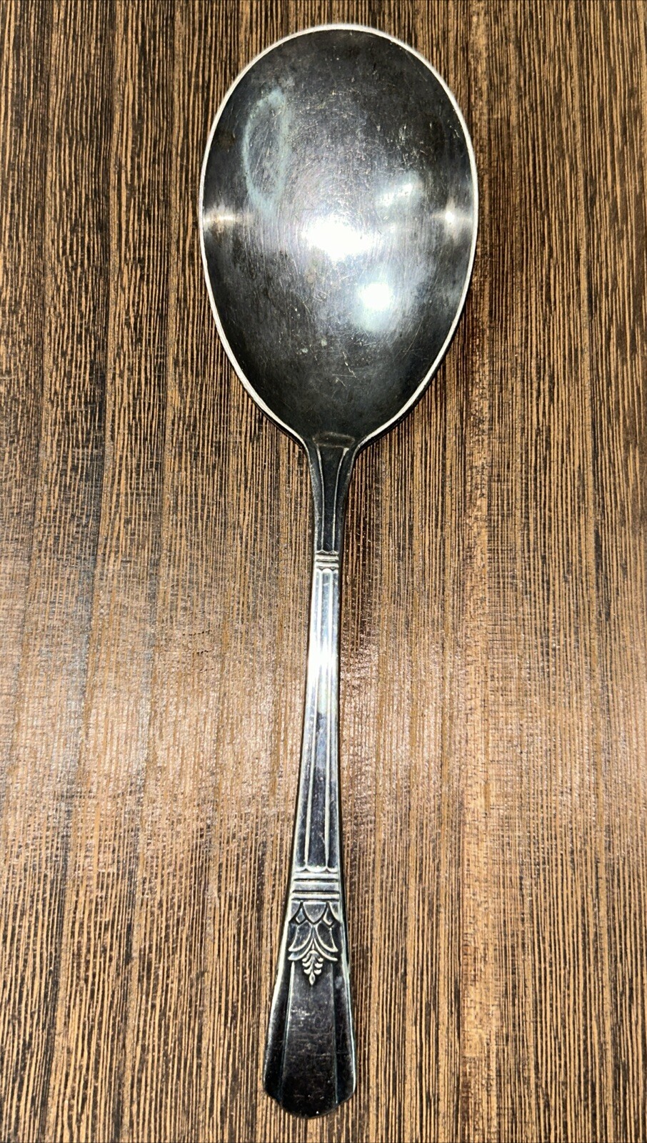 Vintage Court Silver Plate Serving Spoon 7 3/4″ Plate Damage