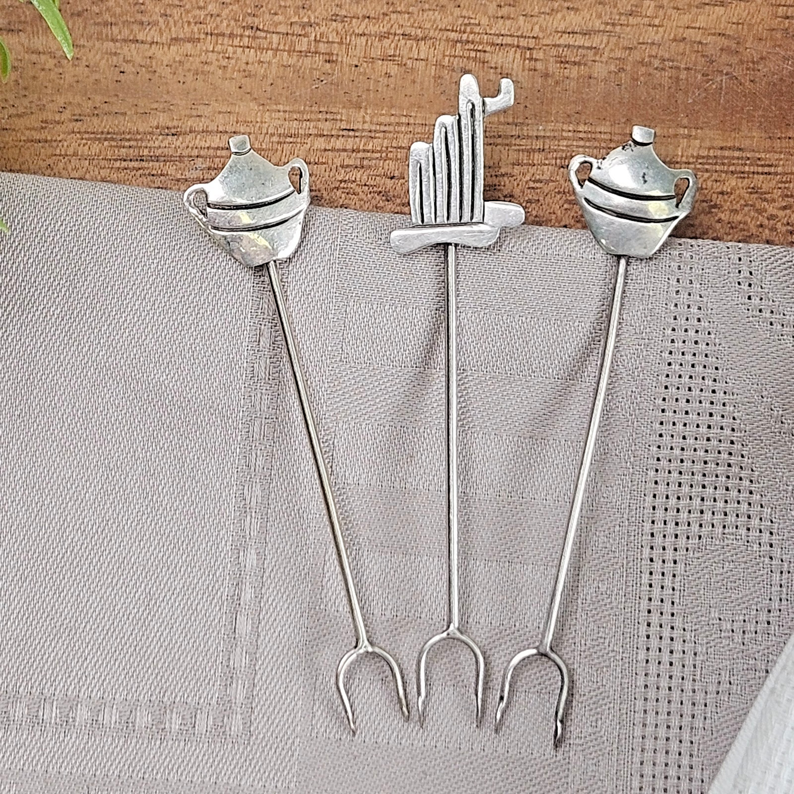 (3) Maricela Tasco Mexico Sterling Silver Appetizer Hors D’oeuvres Western Forks