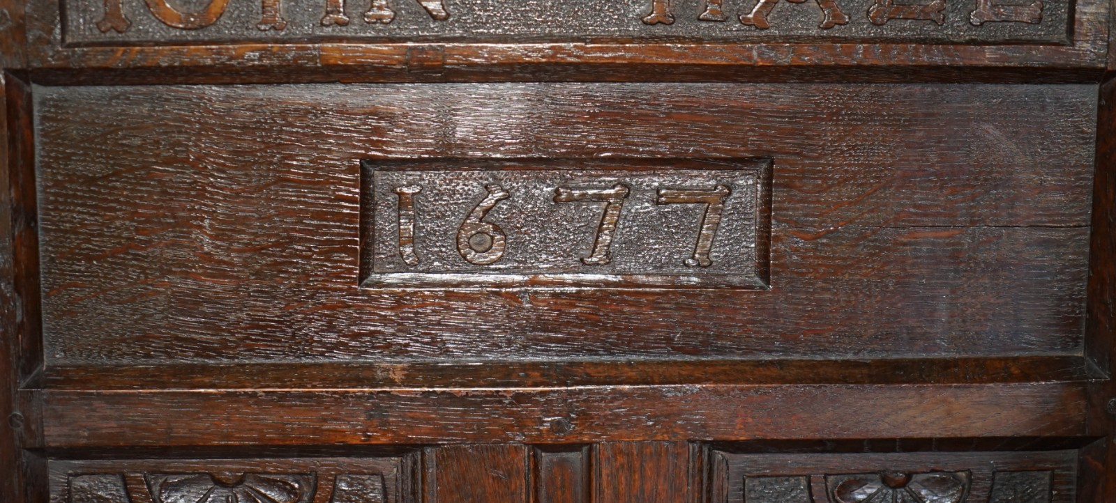 ANTIQUE EXCEPTIONALLY RARE 1677 DATED JOHN HALL ARMCHAIR NORTHERN ENGLAND OAK