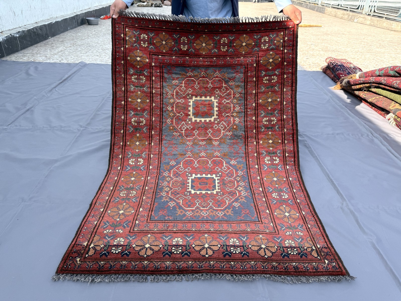 1960s Antique Afghan Turkmen Rug 3×5 Hand Knotted Persian Style Oriental Carpet