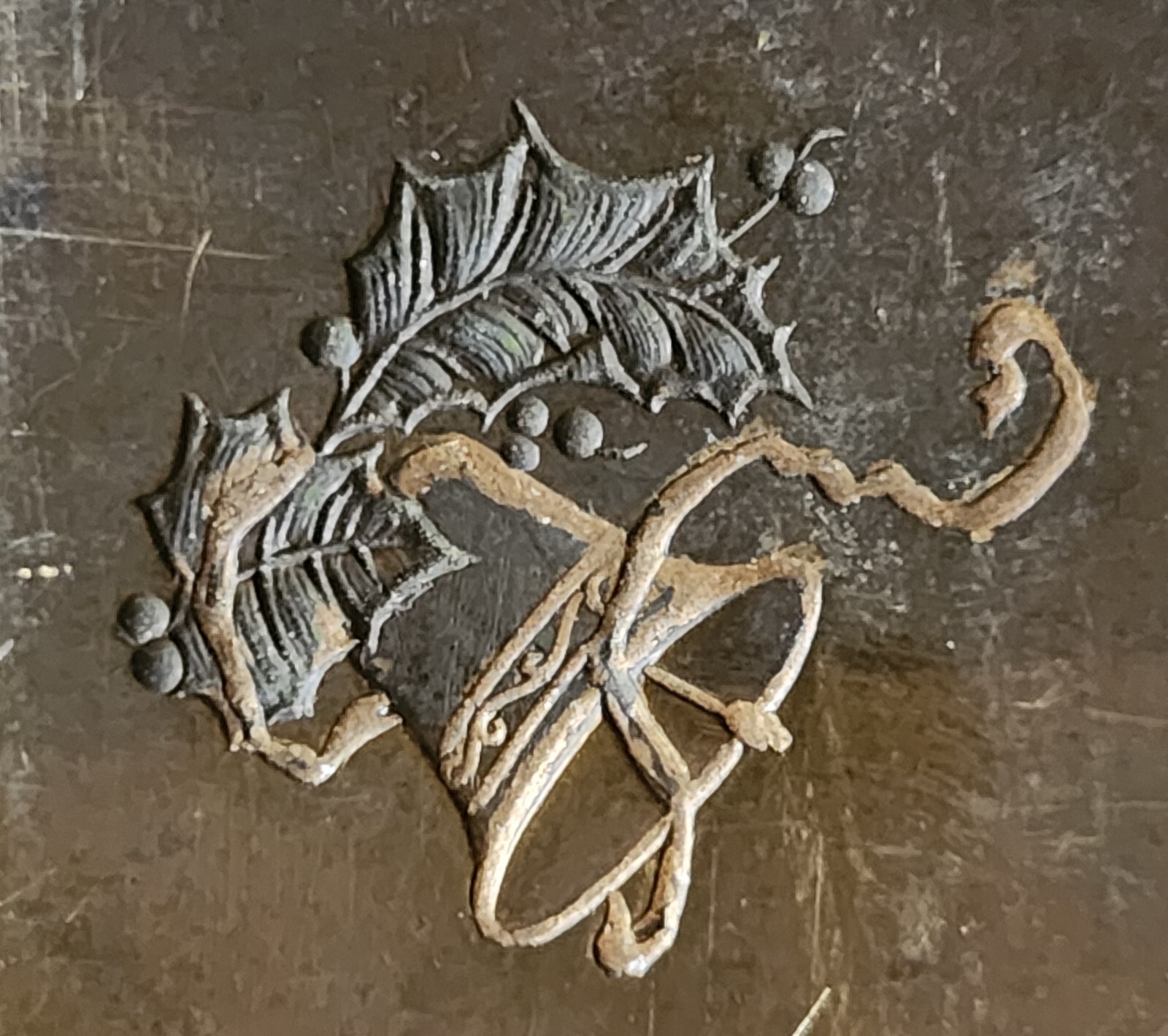 Antique Heavy Solid Brass Embossing Plate Christmas Designs 3 lbs 15oz