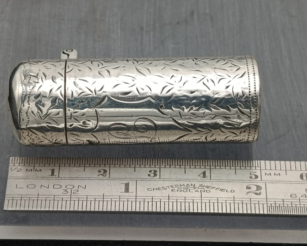Victorian Ornate Sterling Silver Perfume Scent Bottle Flask Birmingham 1899