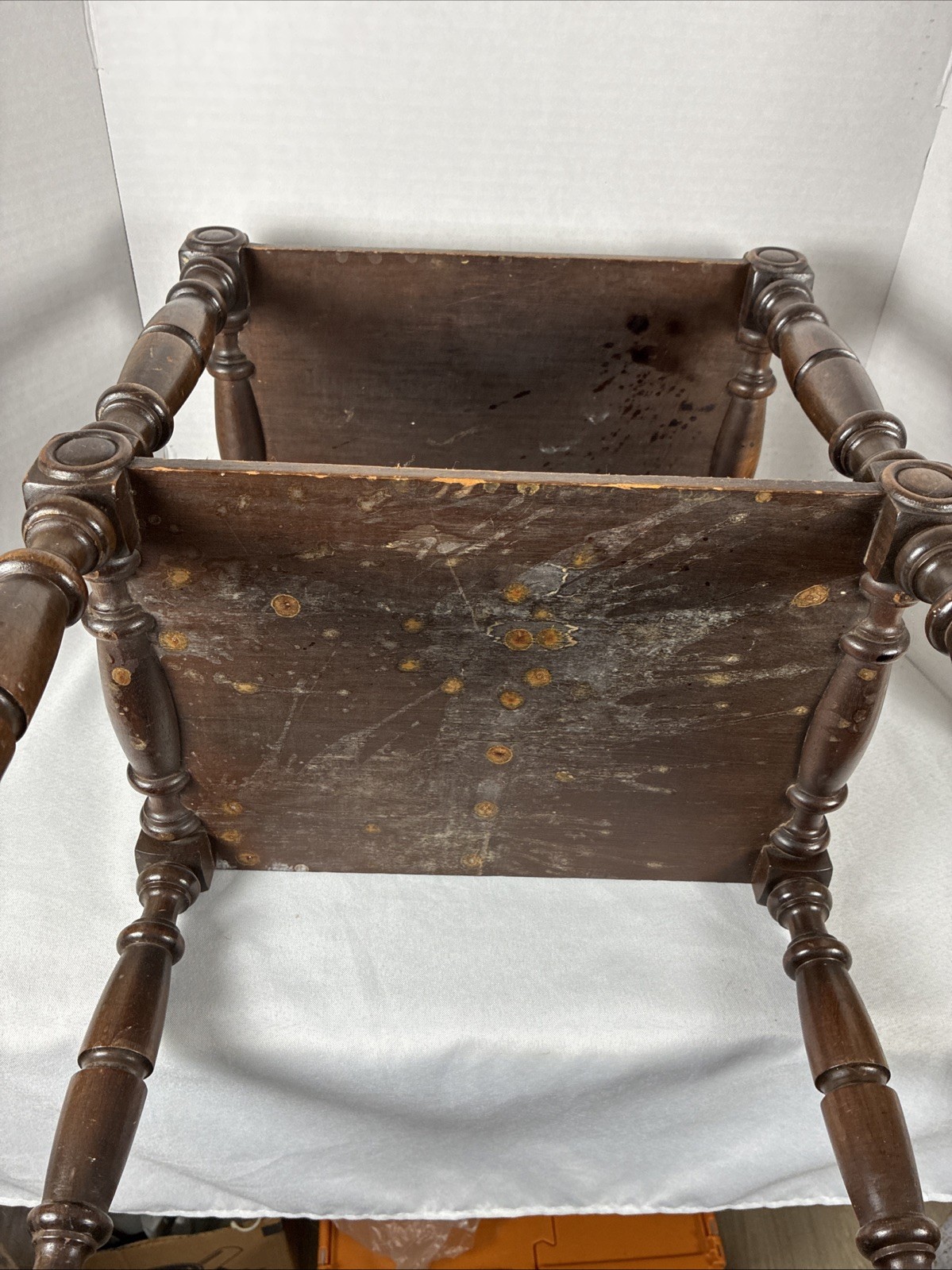 Antique French Spanish Jacobean Walnut Wood Table Stand Solid. 21”