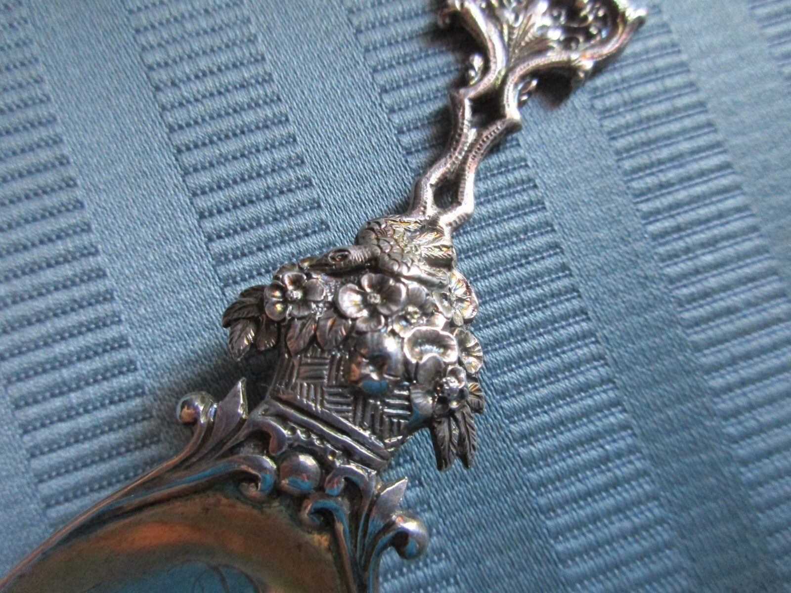 TIFFANY Tea CADDY Spoon AESTHETIC BIRD FLORAL Sterling Silver .925