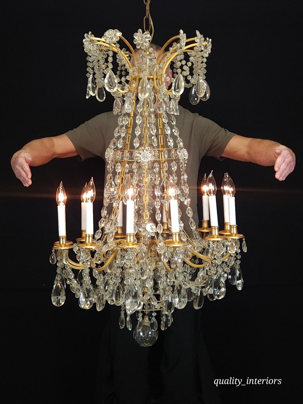MASSIVE Antique C. 1930s/40s 12 Arm 12 Light SWEDISH NEOCLASSICAL Chandelier