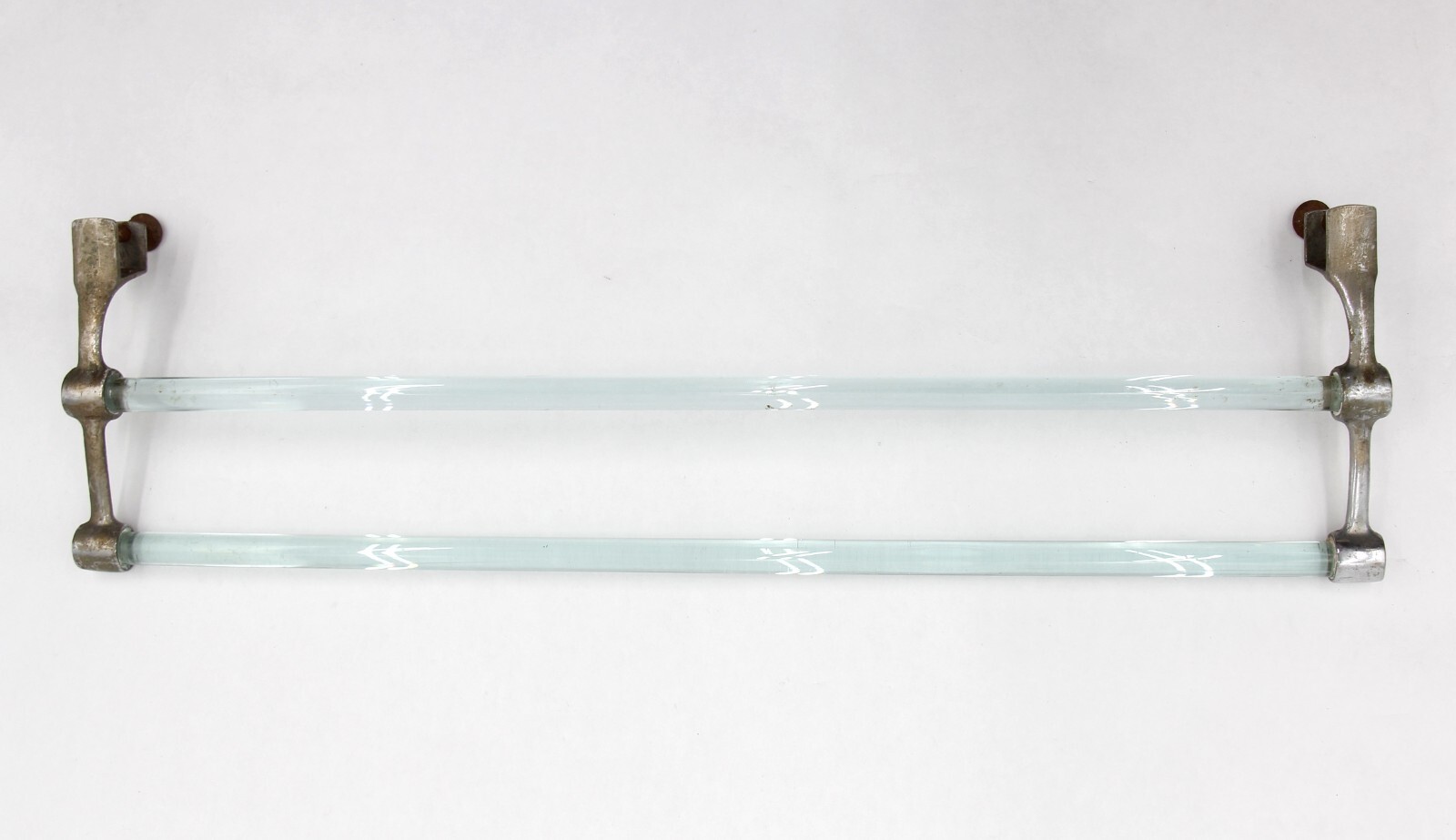 1930s Art Deco 18.125 in. European Double Glass Towel Bar