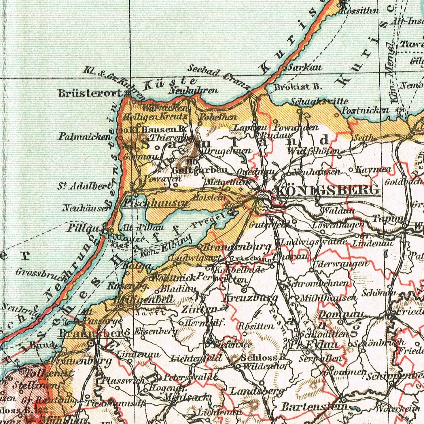 Pomorze Wschodnie Oryginalna mapa 1905 POMERELIA PRUSSIA POLAND Gdansk Map