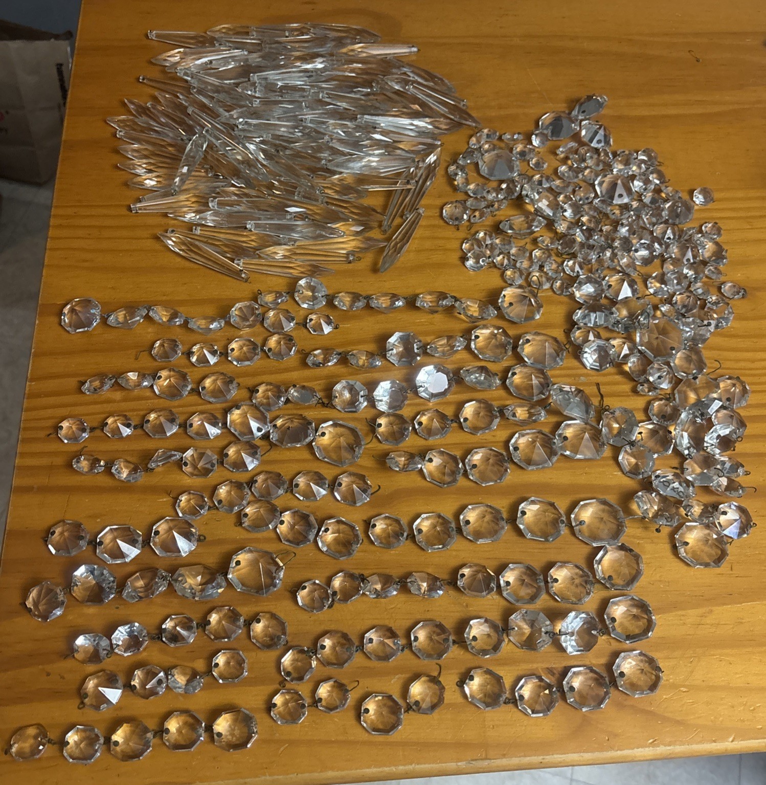 Lot of 350 Antique Chandelier Clear Crystals!