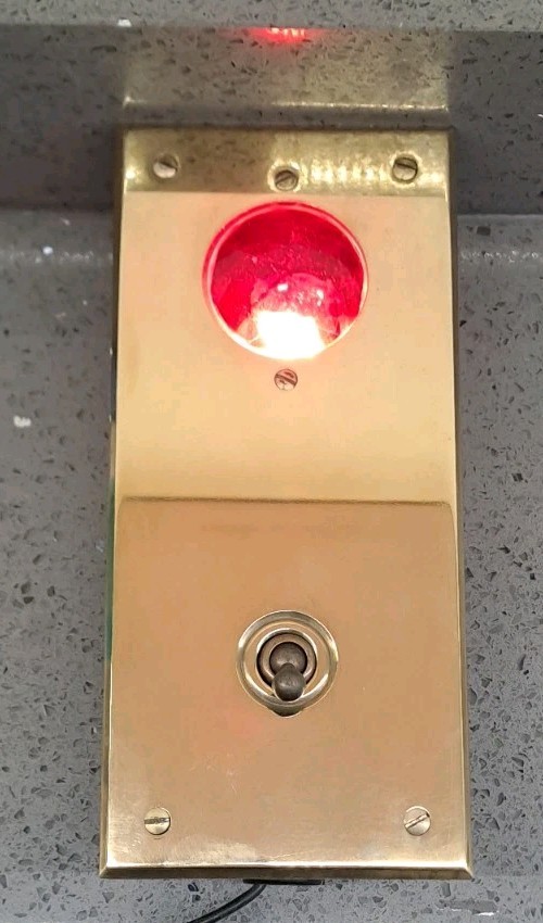 Britmac Crabtree Red Prismatic Light Appliance Switch Brass Plate Dual Pole 15a