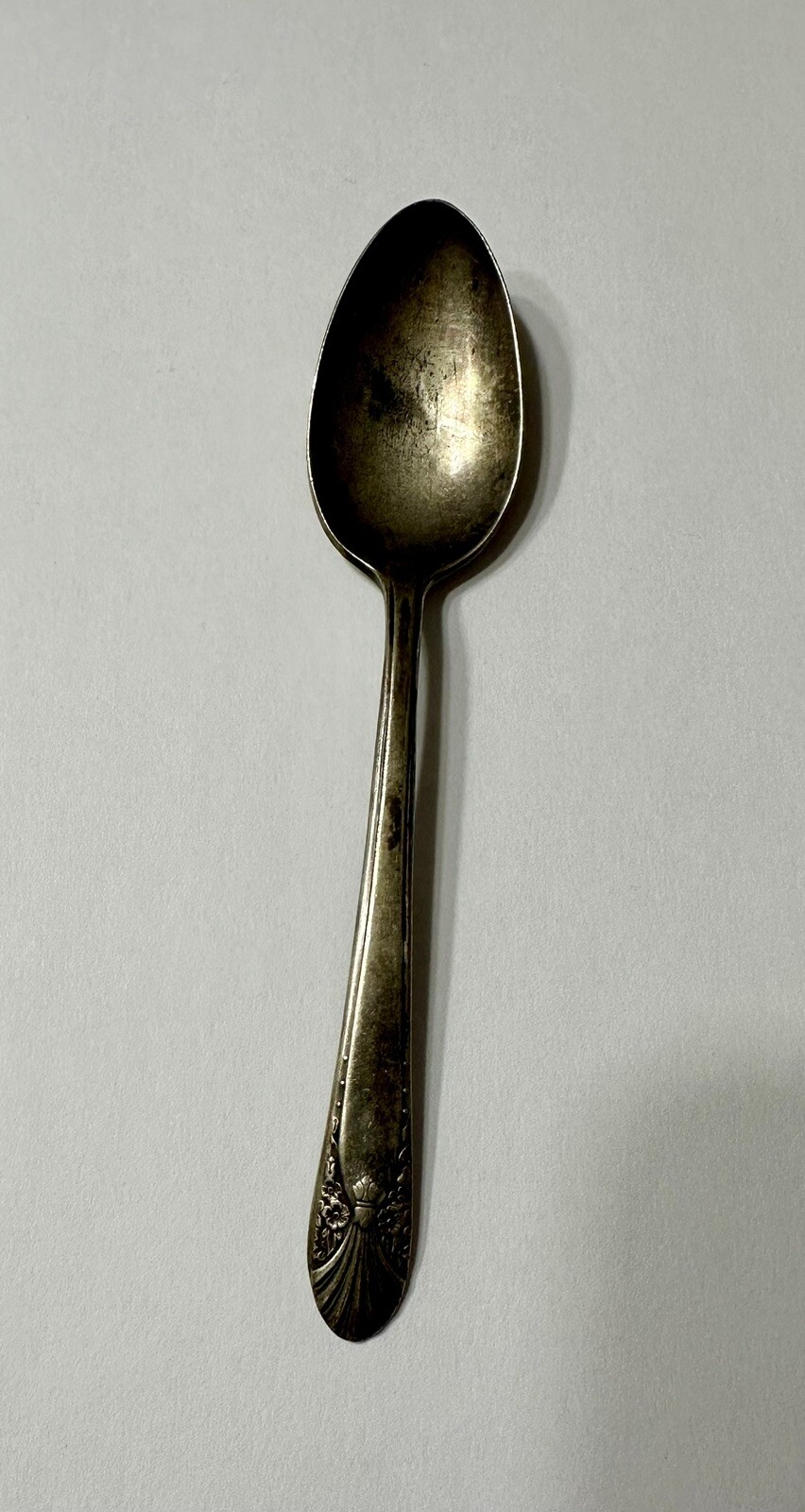 Vintage Crown Silver-plate Tea Spoon With Beautiful Design 6”’Long