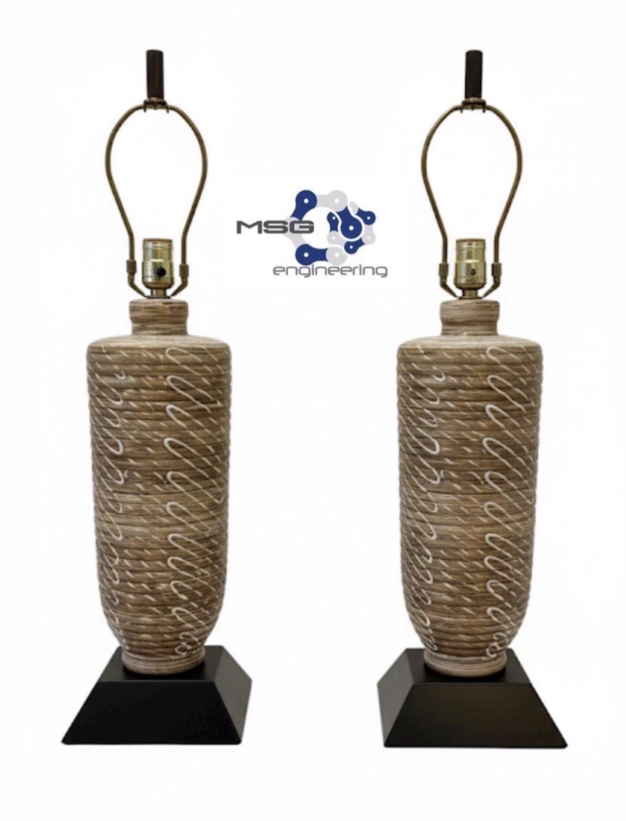 Pair of 1960s 1970s Geometric Table Lamps in the style of Jane and Gordon Martz