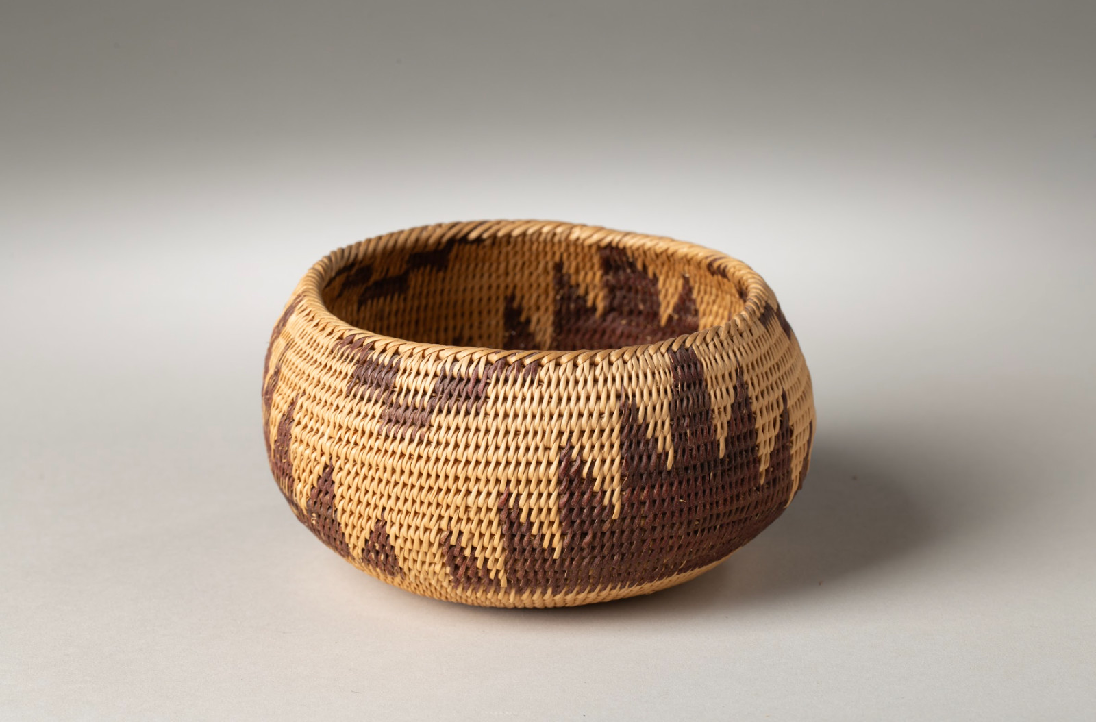Washoe Coiled Basket, Bold Redbud and Willow Design Circa 1900