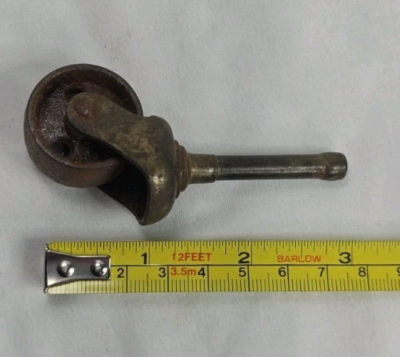 Antique Cast Iron Swivel Caster 3 Hole Perforated ~1-1/16″ Wheel Industrial Vtg
