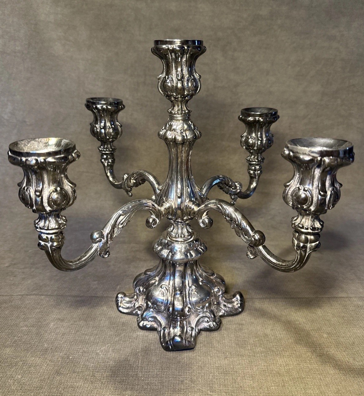 Antique Aurora Silverplate Renaissance Candelabra 5-Light Candle Holder Est 1869