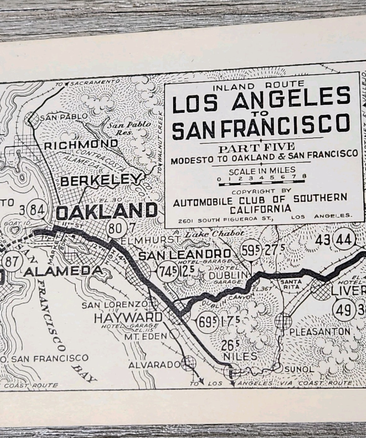 1920s LA to SF Pt. 5 Oakland Automobile Club of Southern Calif AAA Map #36 Rare