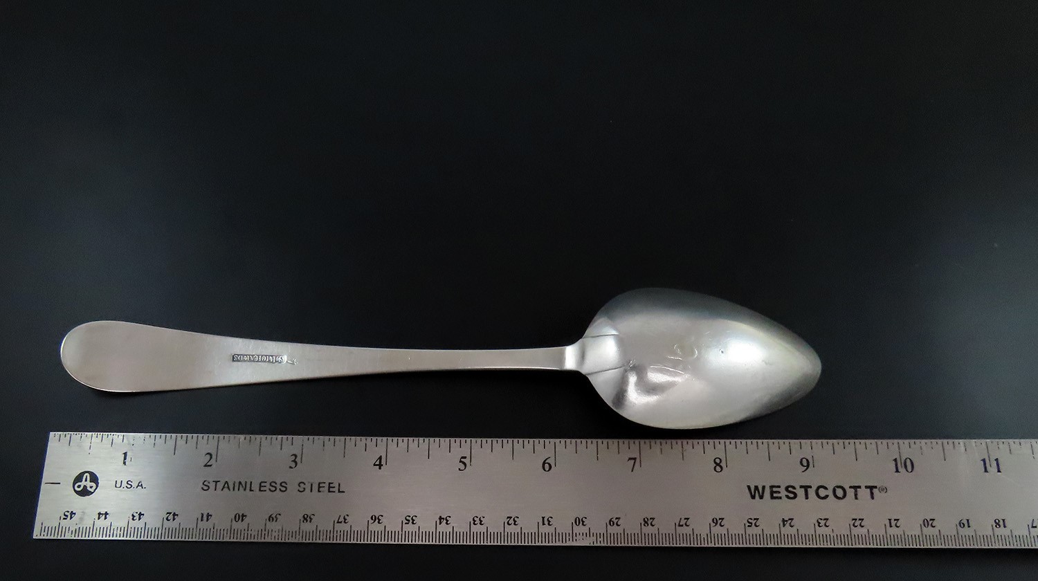 c1790 Handsome Coin Silver Serving Spoon Samuel Richards Maker 9″
