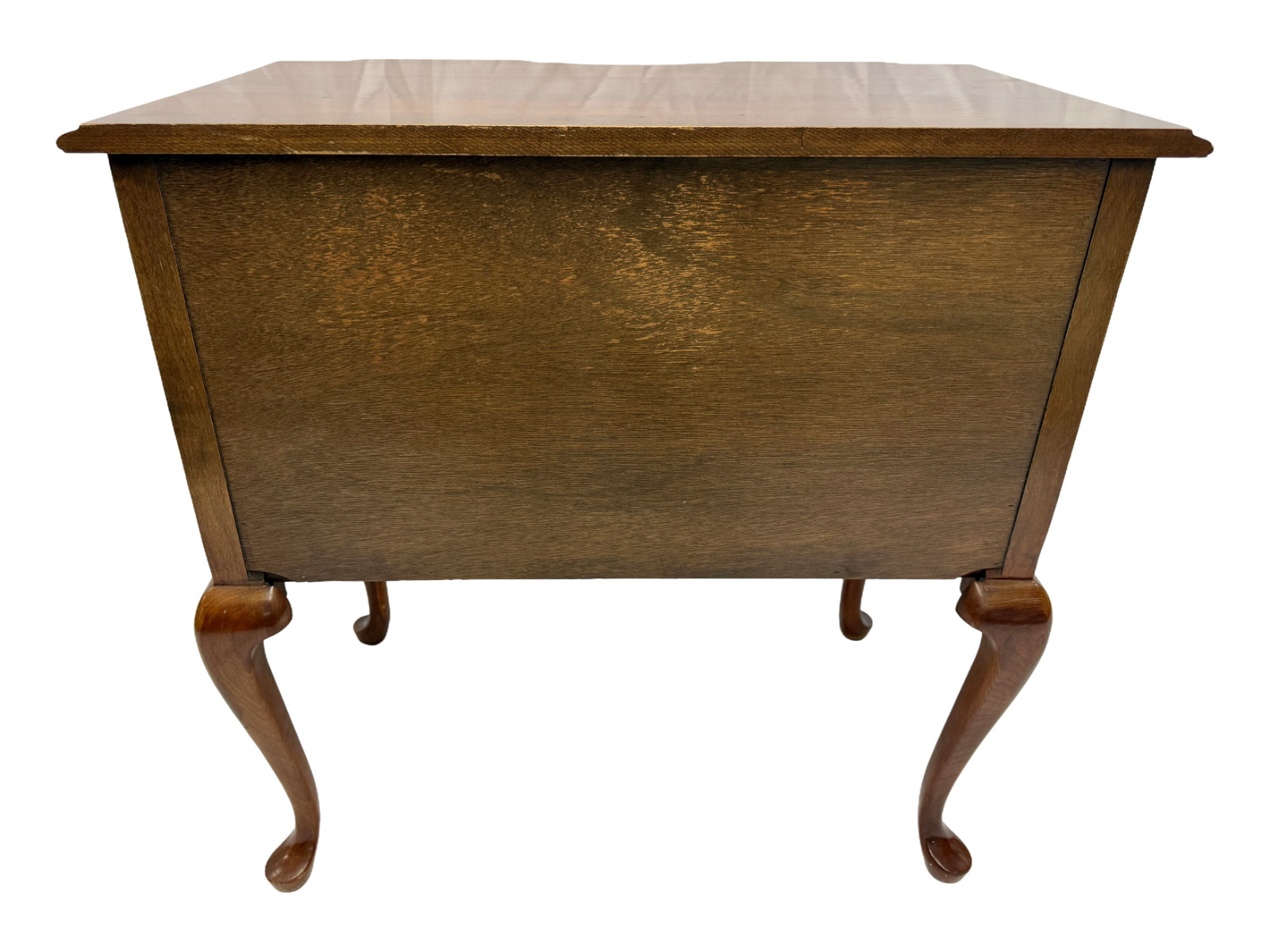 Queen Anne Style Blockfront Lowboy Chest Cabinet w Cabriole Legs Brass Pulls