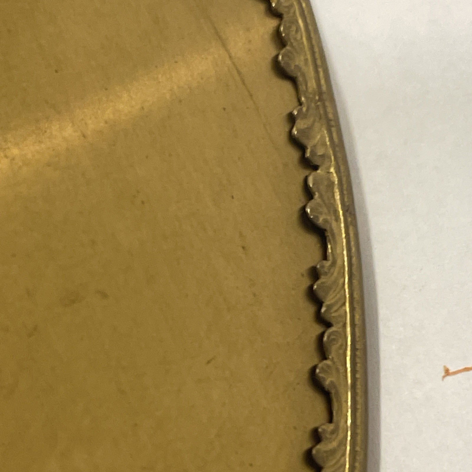 VTG Circular DimpleMagiscope Reverse Cut Optics Filigree Copper Glass Mirror. 9”