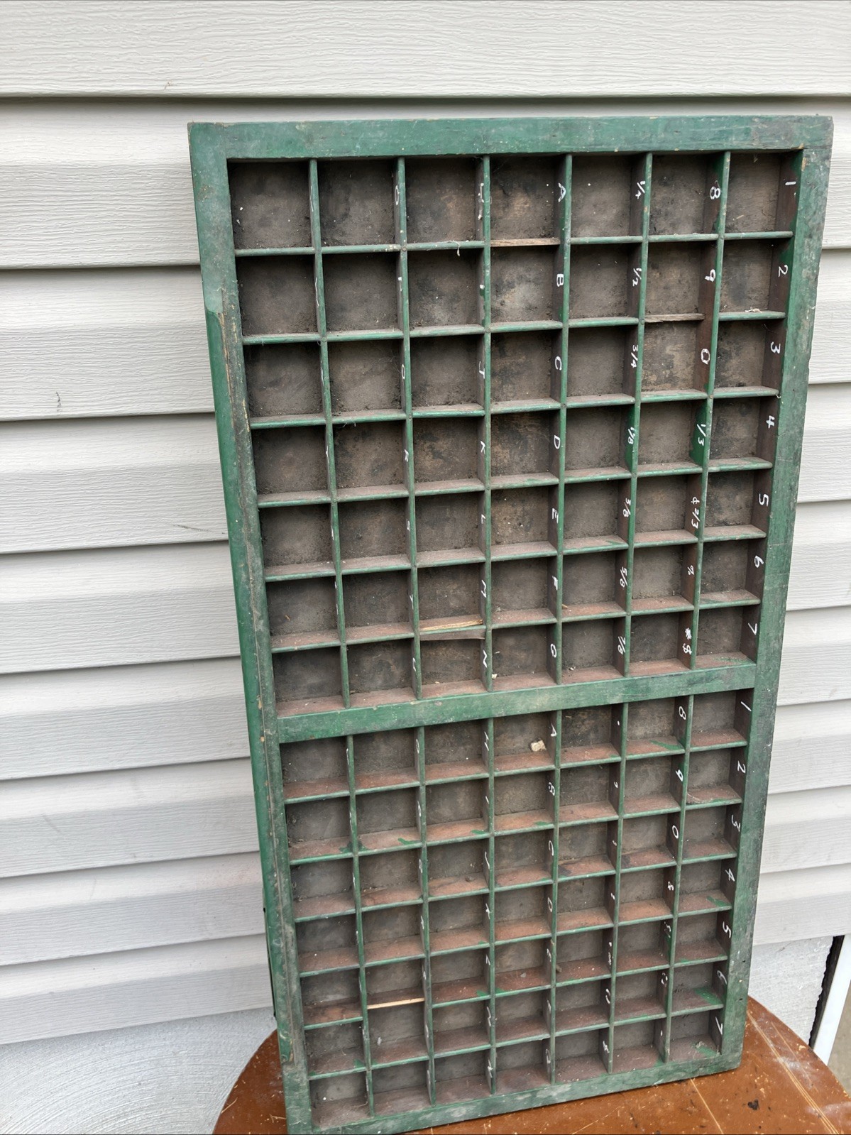 Antique Wooden Printer Tray Letterpress Drawer Typeset Miniatures Display 32”x17