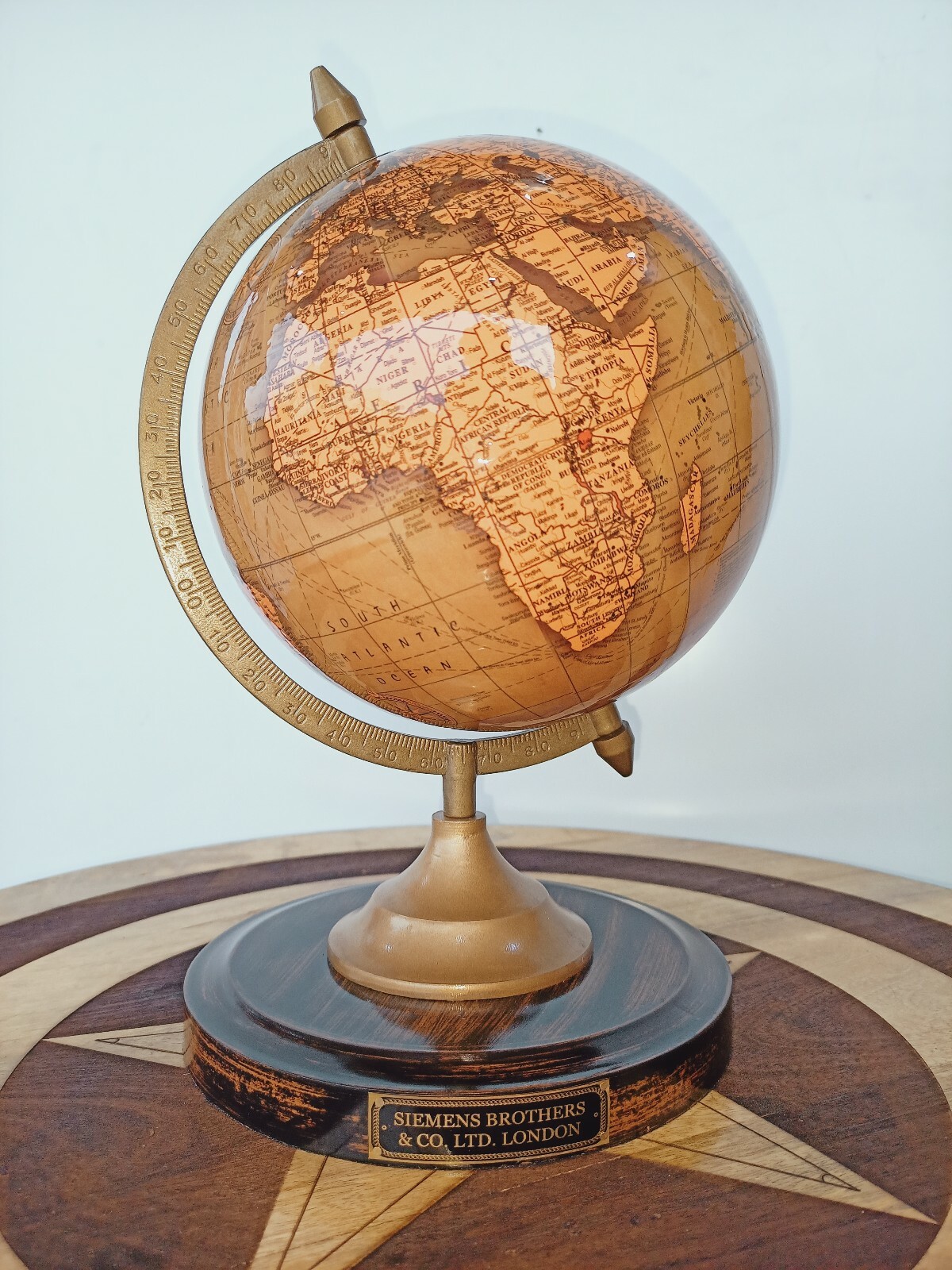 8″ Brown Ocean World Globe Map Atlas, Political Geography, Rotates, Educational
