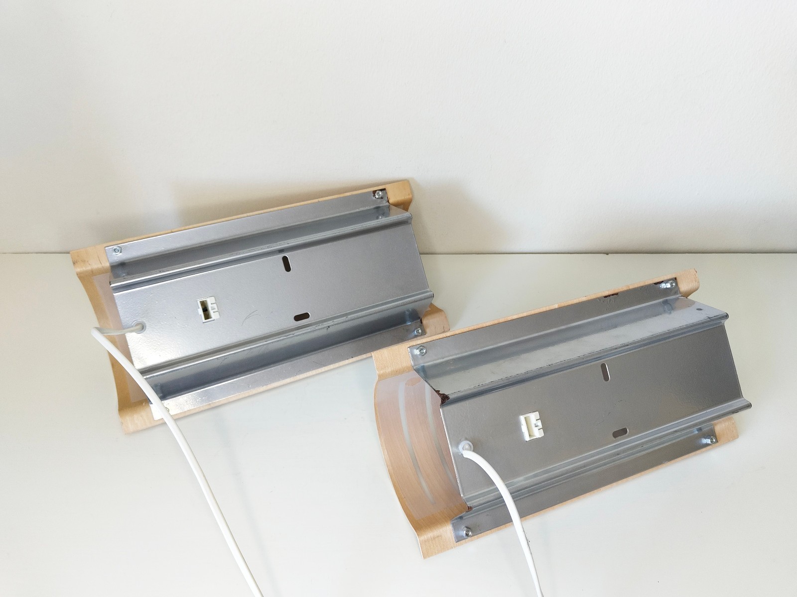 Pair of vintage wood sconces, wall lamps, plafonniers, vintage Ikea, Swedish