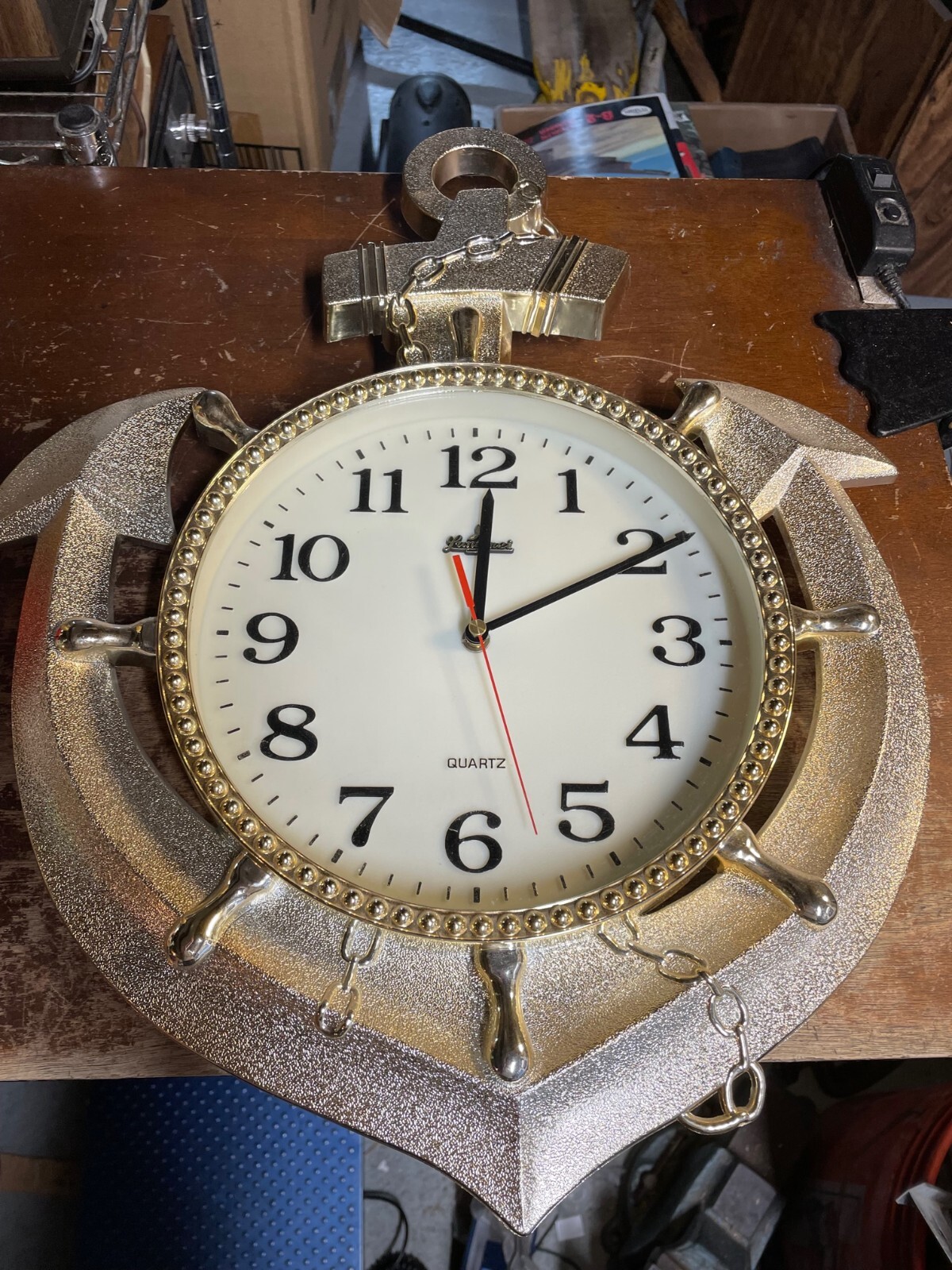 Vintage Marine Anchor Ship Wall Clock Home Decor Quartz Plastic