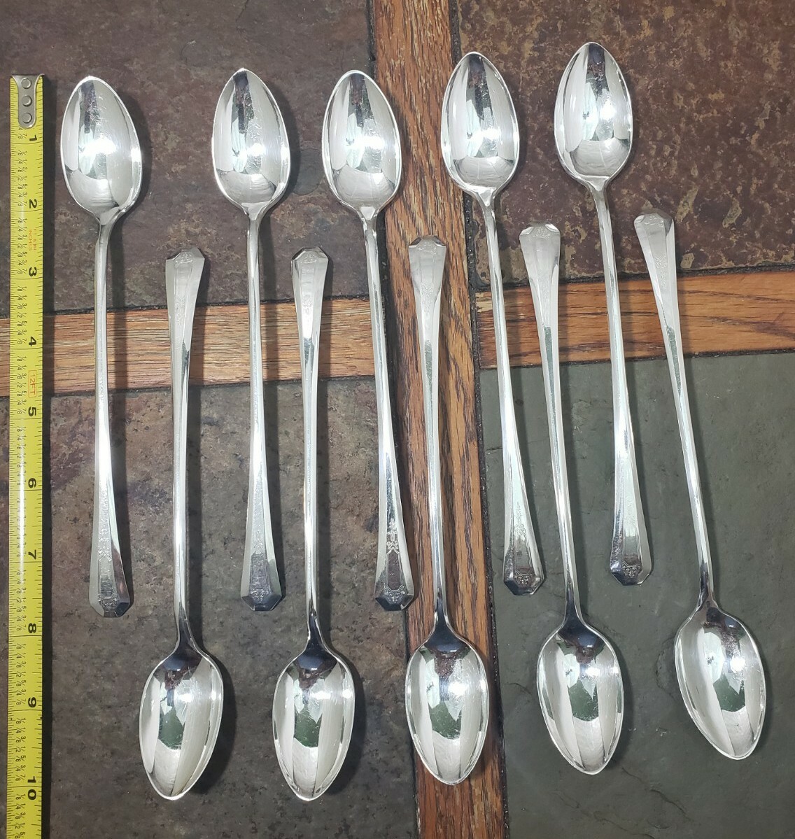 LOT OF 10 c1920 LA FRANCE 🇫🇷 SILVERPLATED ICED TEA 🧉 / COLD BEVERAGE SPOONS