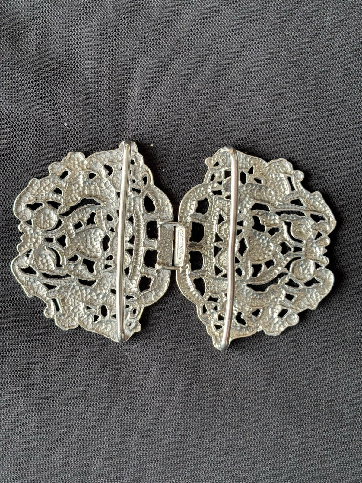 solid silver nurses Belt Buckle. Birmingham 1990. P.M.L. Cherubs & Heart Design