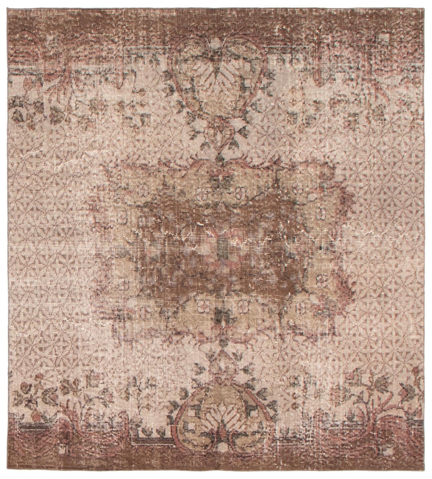 Vintage Traditional Hand-Knotted Area Rug 4’11” x 5’7″ Oriental Wool Carpet