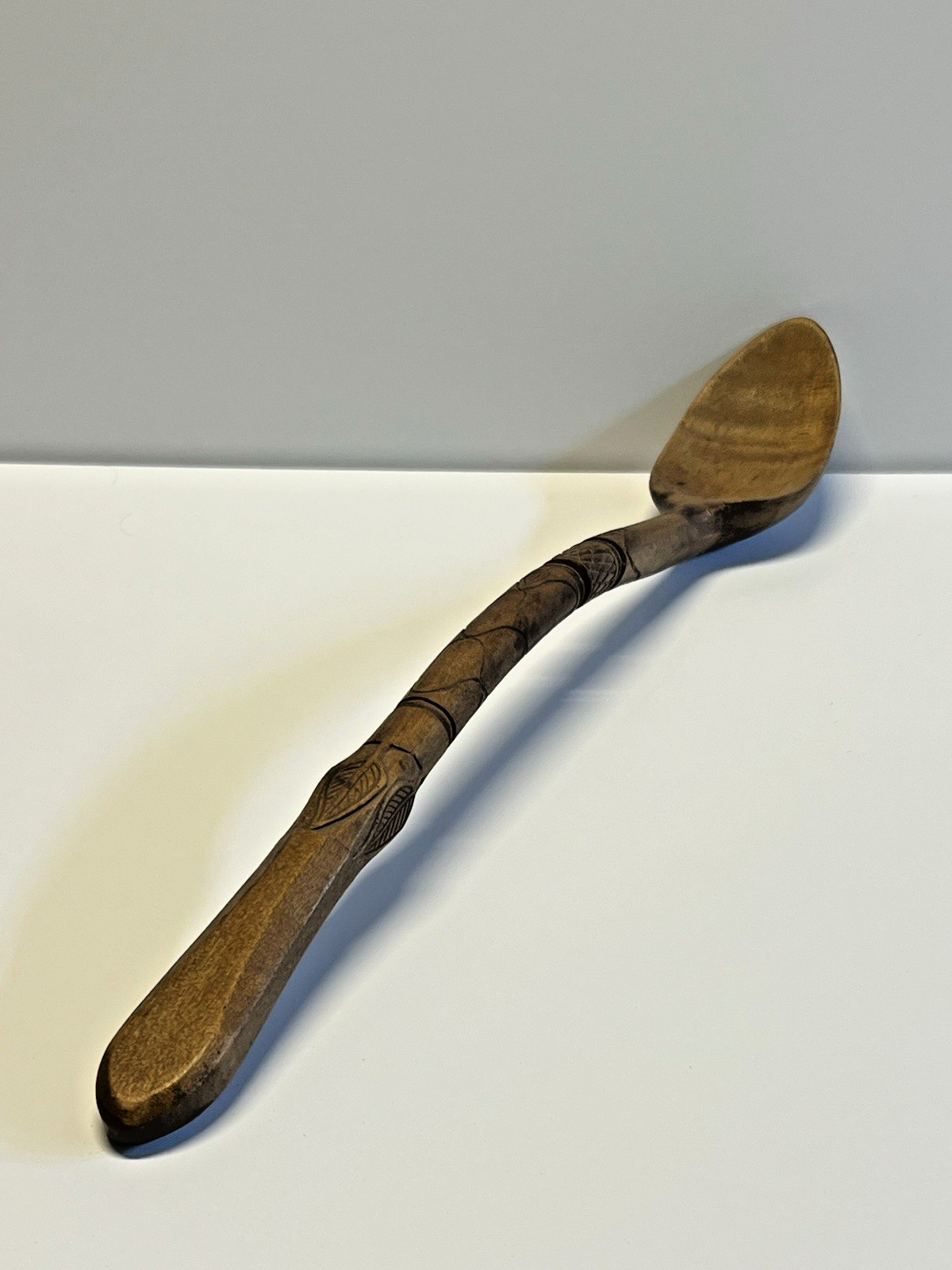Native American Indian Highly Hand Carved Wooden Ladle; Late 19th Century