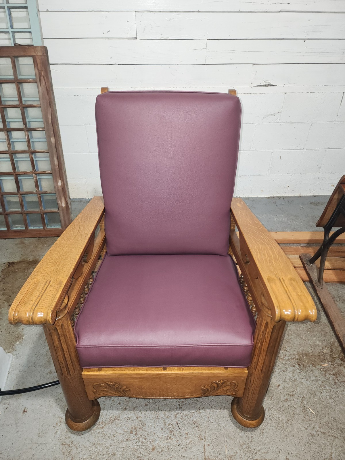 Antique 1890’s Solid Oak Reclining Chair. Beautifully Restored, And Fully…