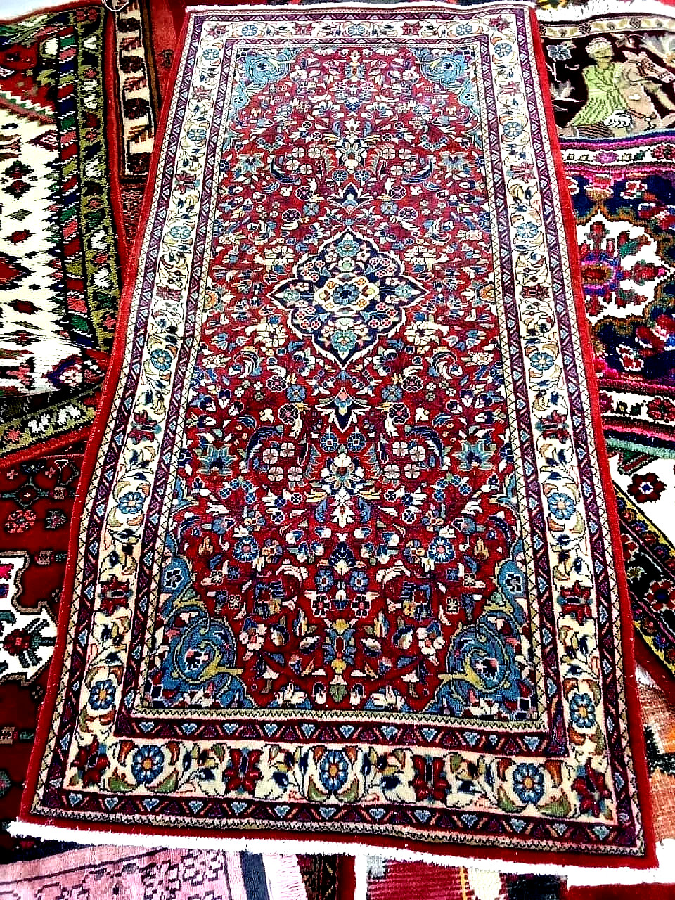 Traditional Persian Tabrizz Area Rug Floral Medallion Handmade Multicolor 2 x 4