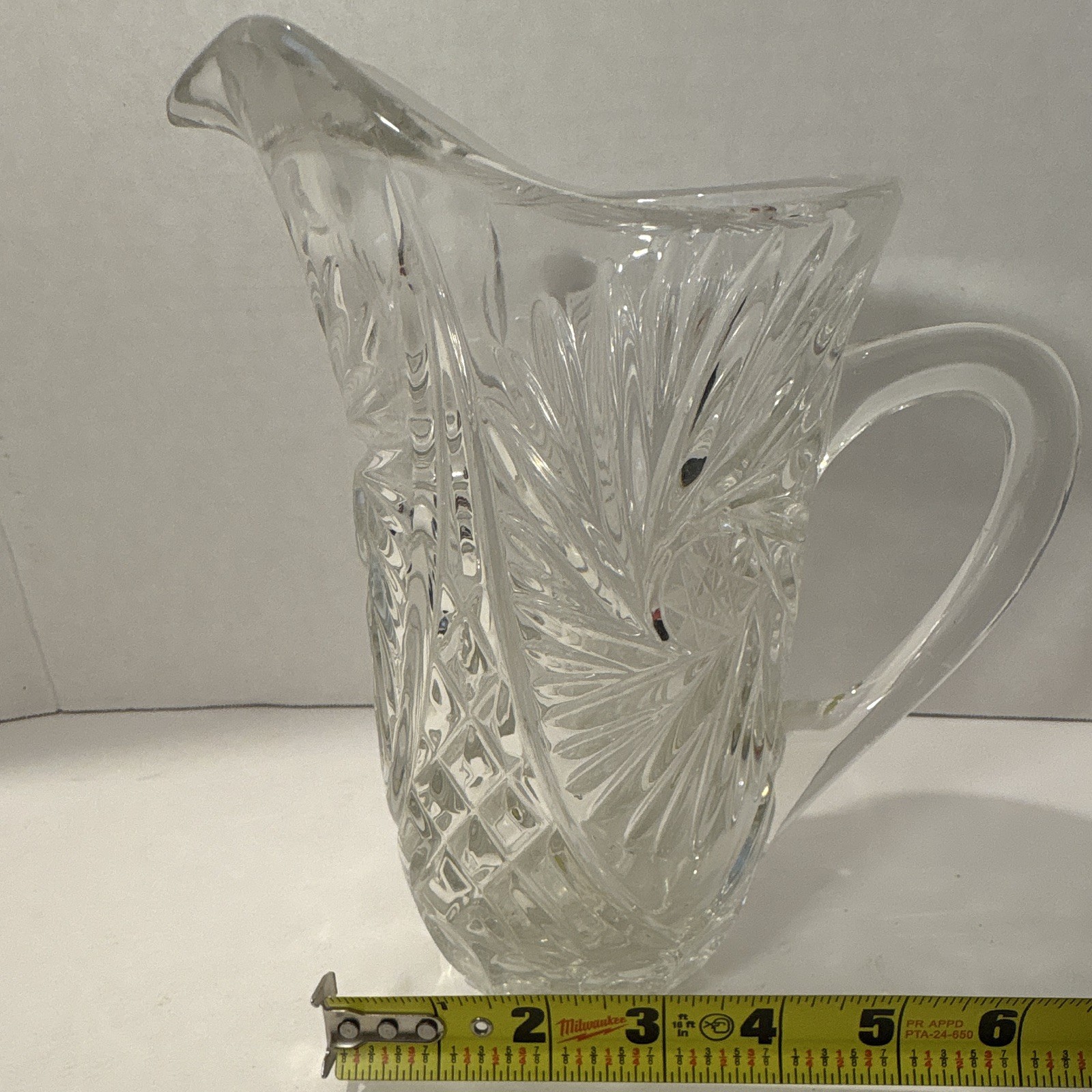American Brilliant Period (ABP) Cut Glass Pitcher Starburst Pattern c.1915-1925