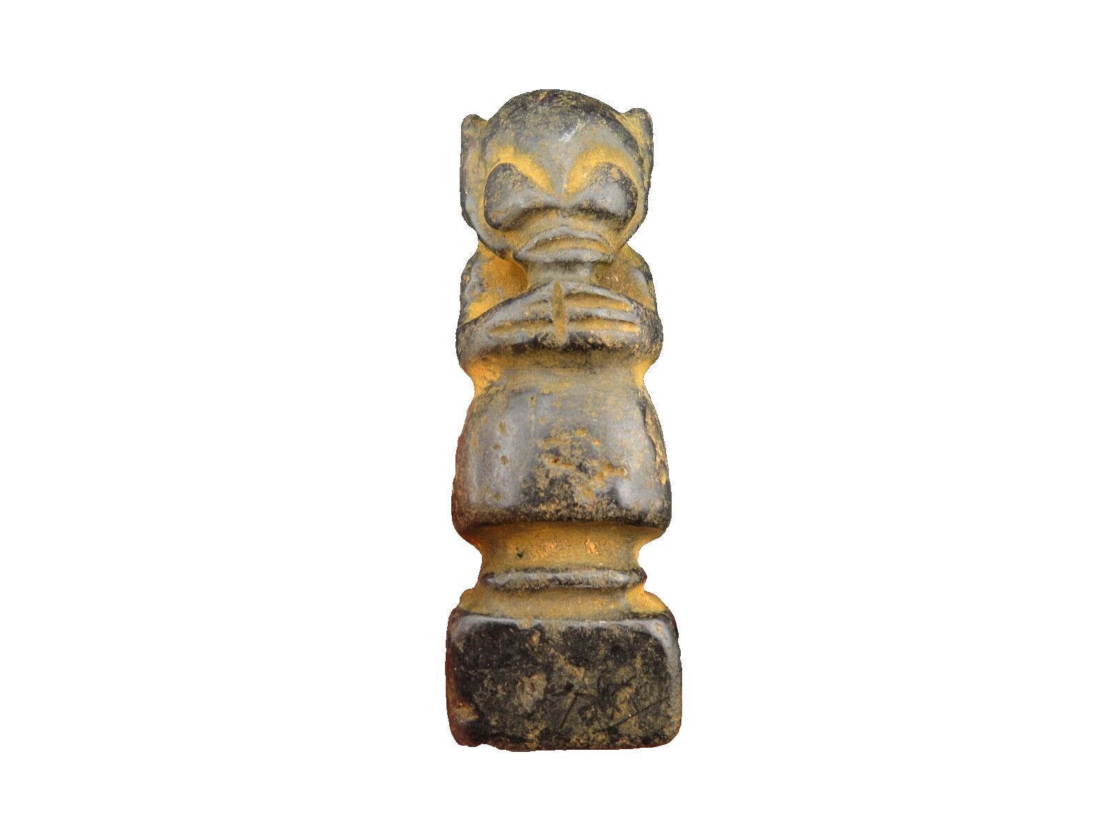 Chinese old jade,Hongshan culture,Black magnet,rare Apollo,pendant K359