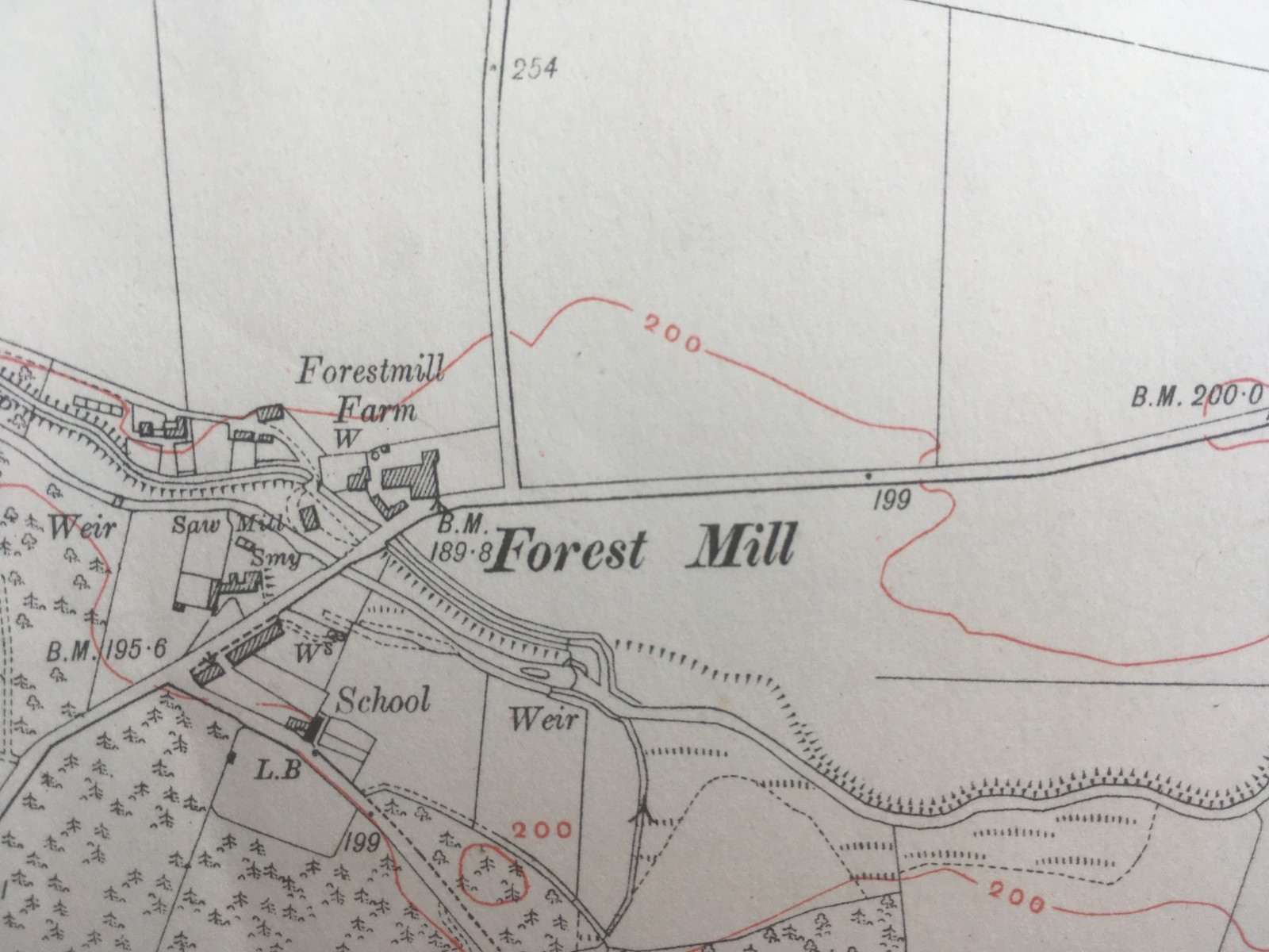1920 Topo Map of Forest Mill area. Quarter Sheet Fife & Kinross XXXII. NE.